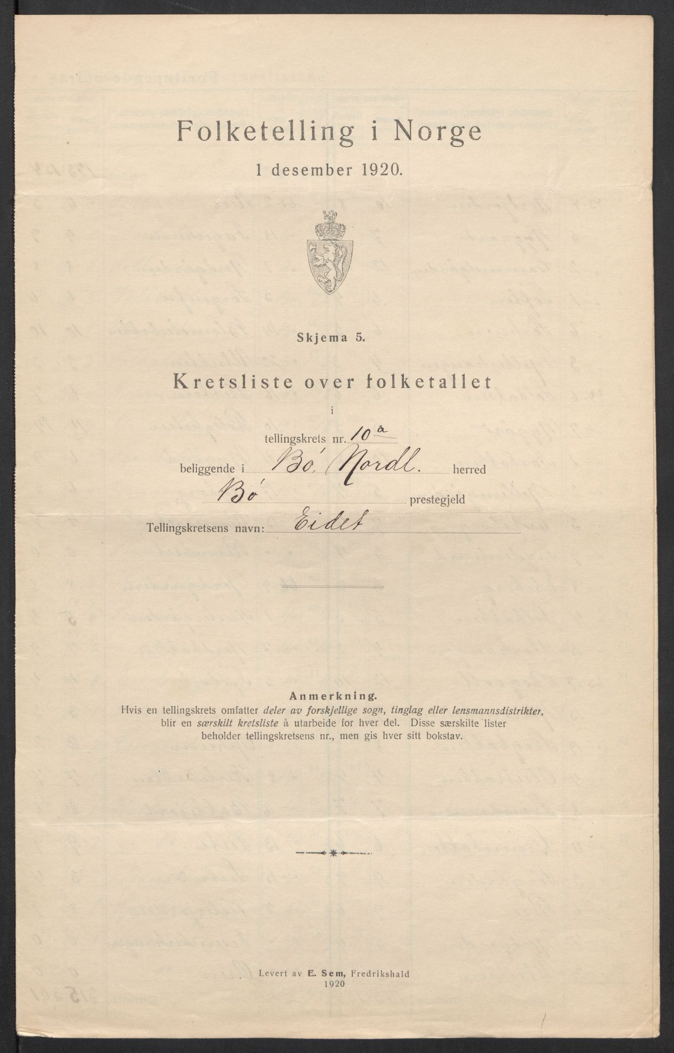 SAT, 1920 census for Bø, 1920, p. 40