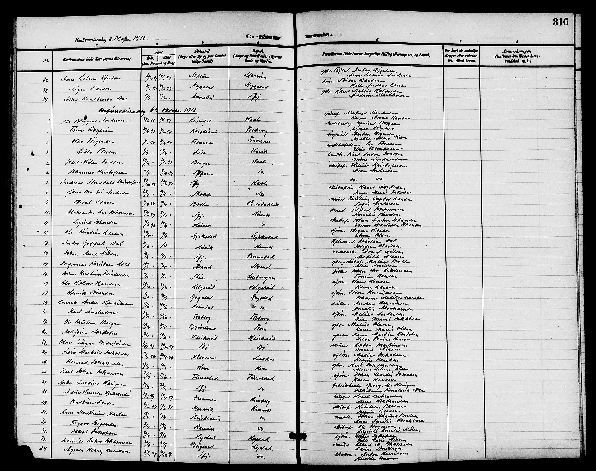 Sandar kirkebøker, AV/SAKO-A-243/G/Ga/L0002: Parish register (copy) no. 2, 1900-1915, p. 316