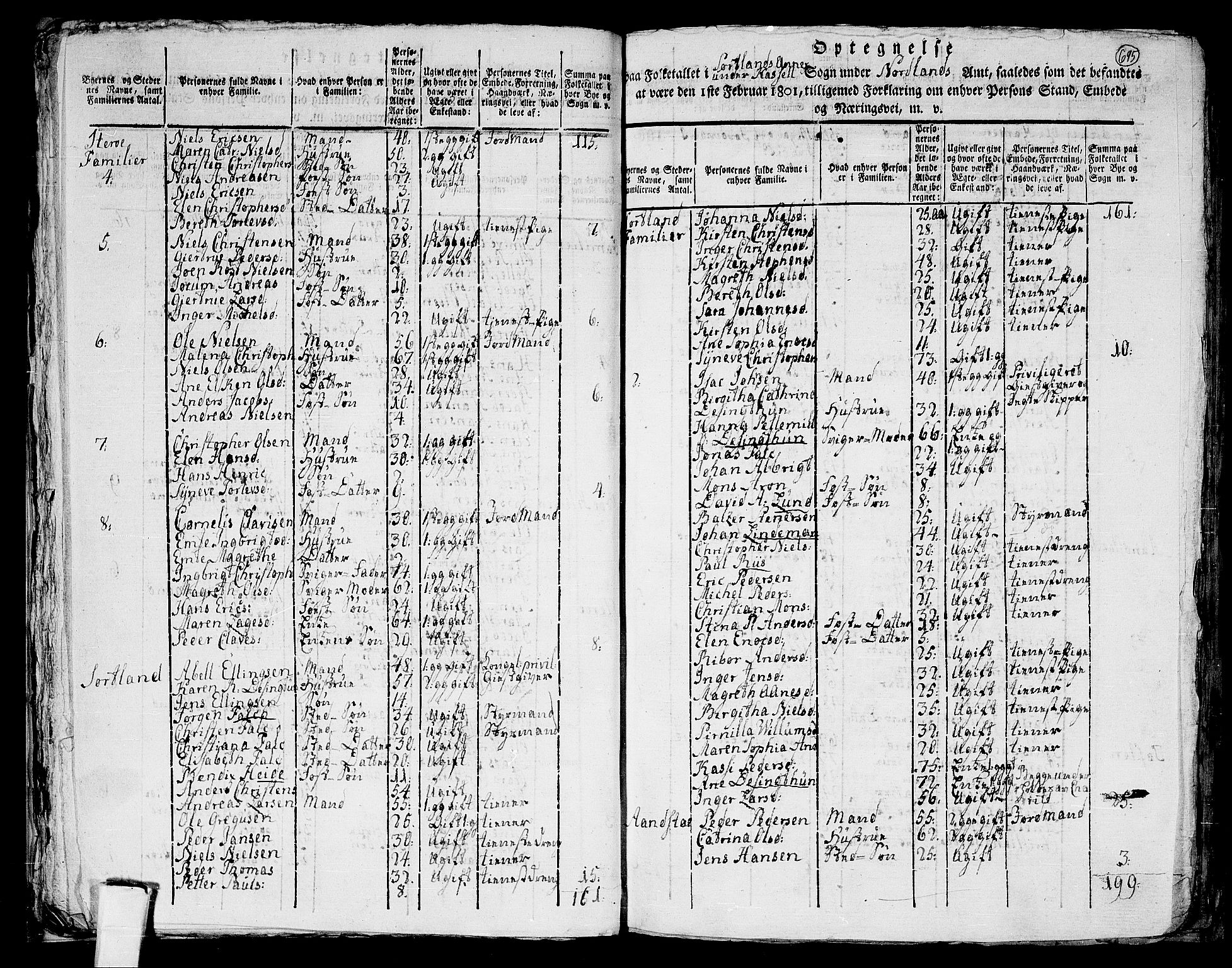 RA, 1801 census for 1866P Hadsel, 1801, p. 694b-695a