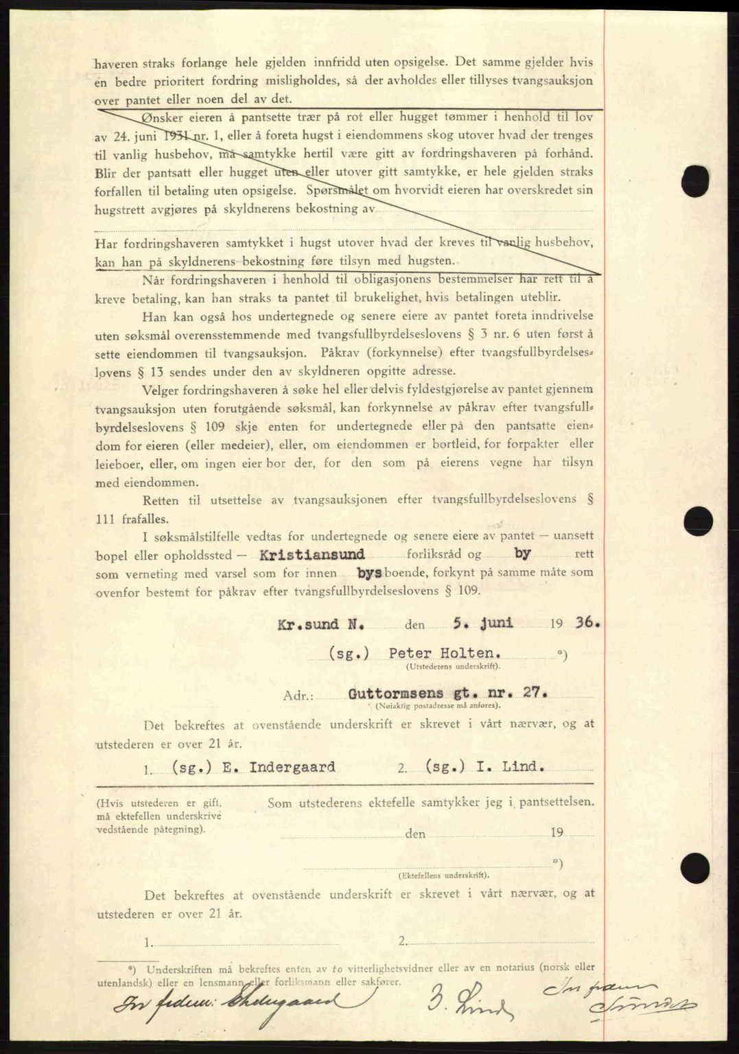 Kristiansund byfogd, AV/SAT-A-4587/A/27: Mortgage book no. 29, 1936-1937, Diary no: : 376/1936