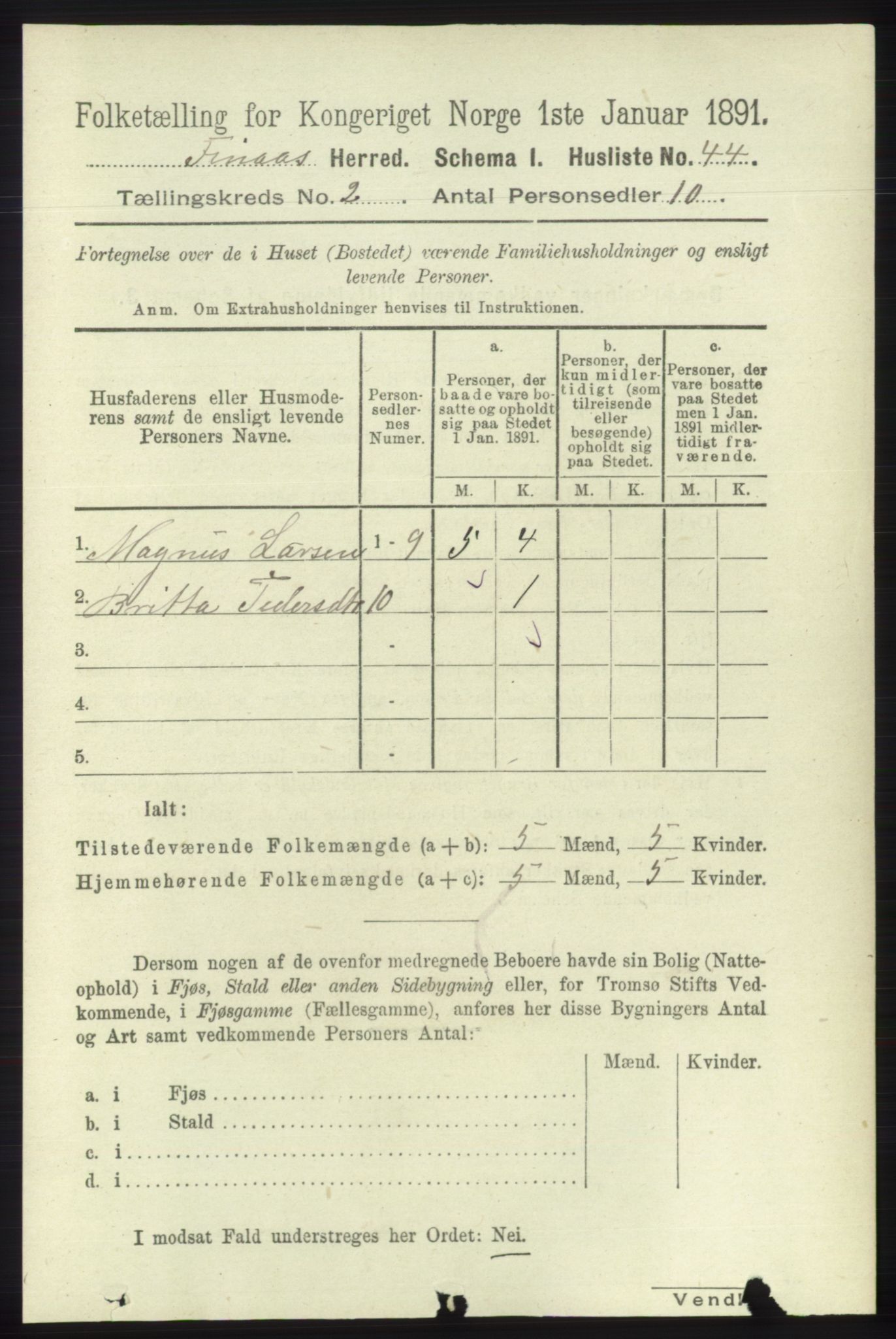 RA, 1891 census for 1218 Finnås, 1891, p. 767