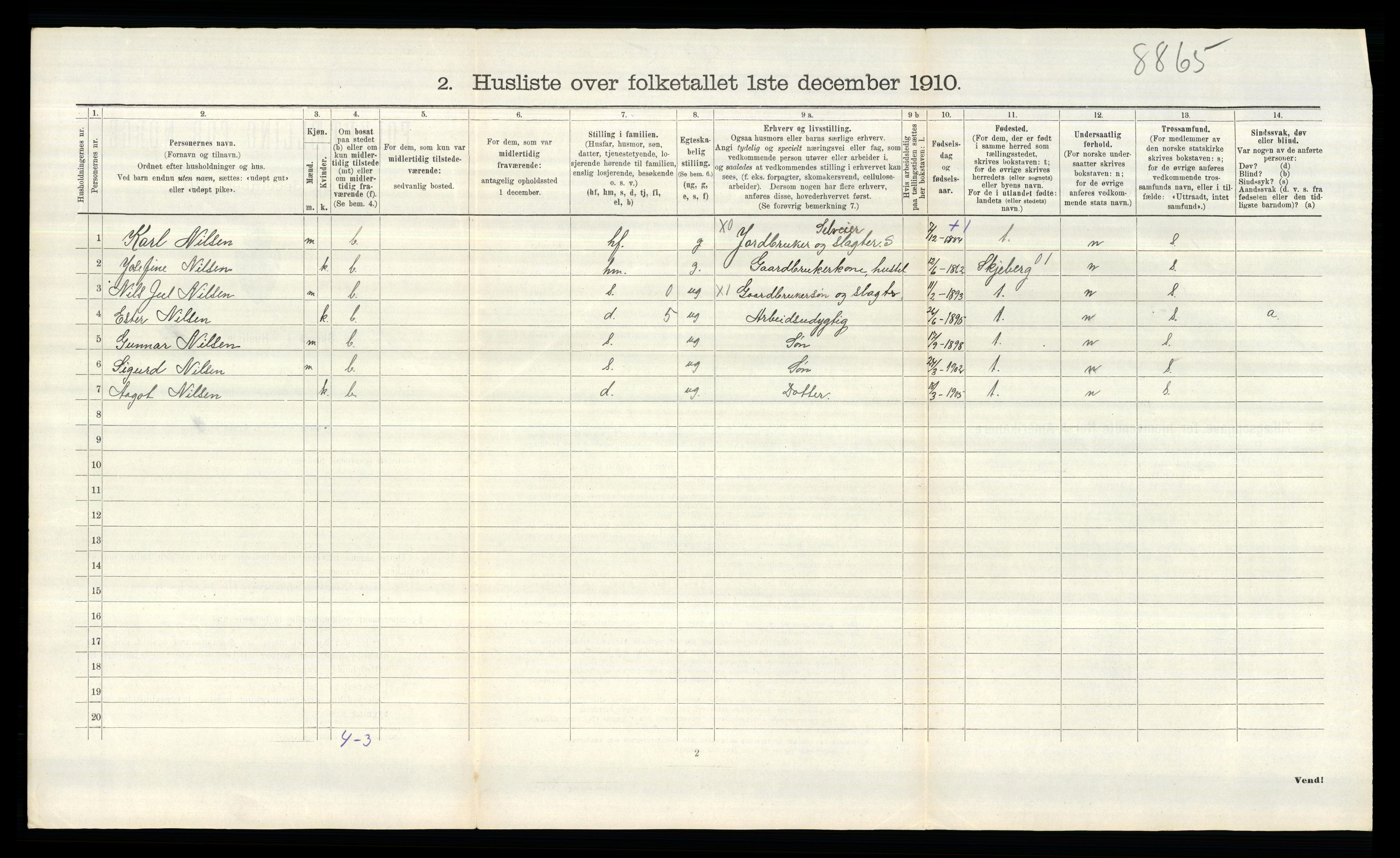 RA, 1910 census for Tune, 1910, p. 2785