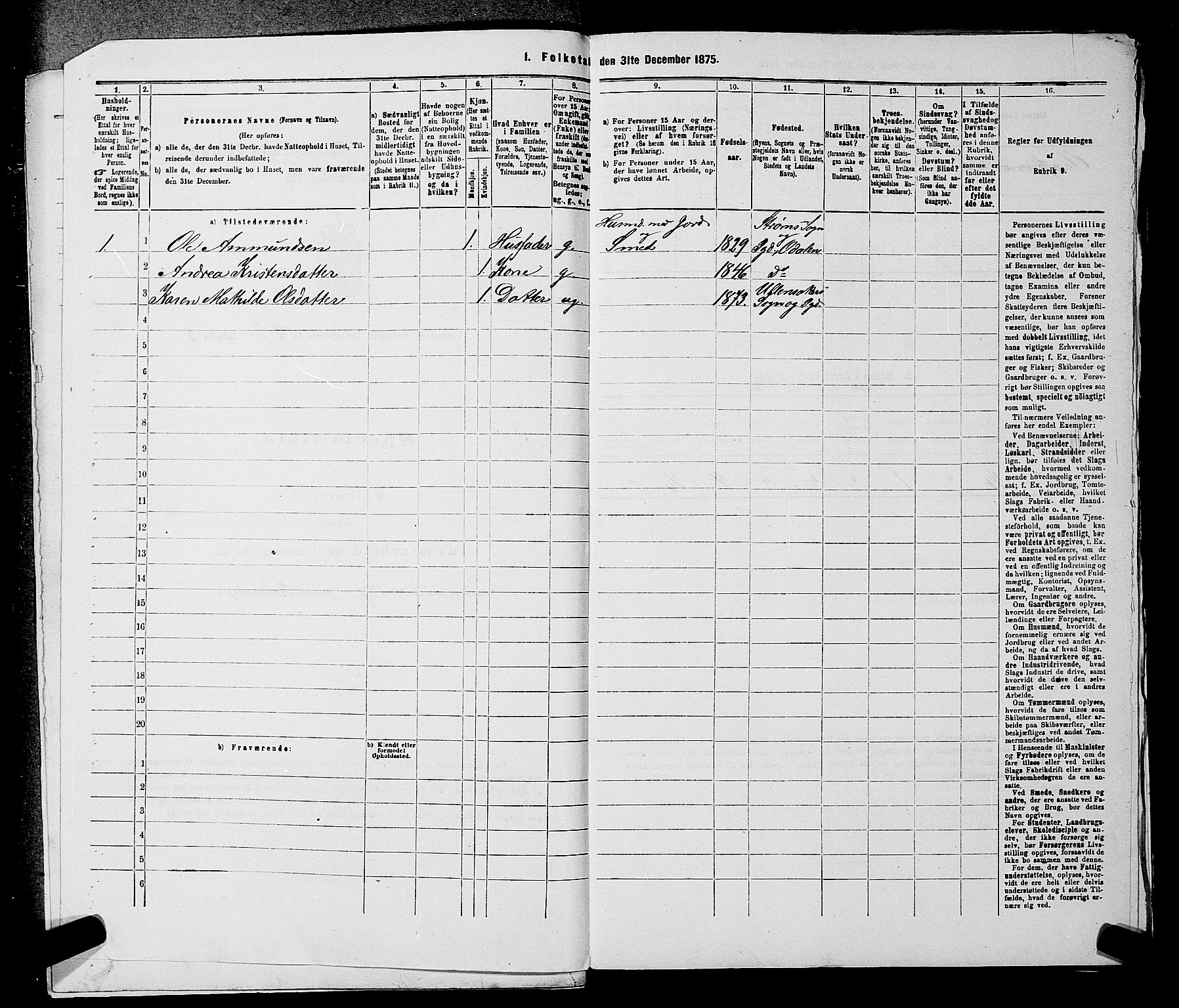 RA, 1875 census for 0235P Ullensaker, 1875, p. 658