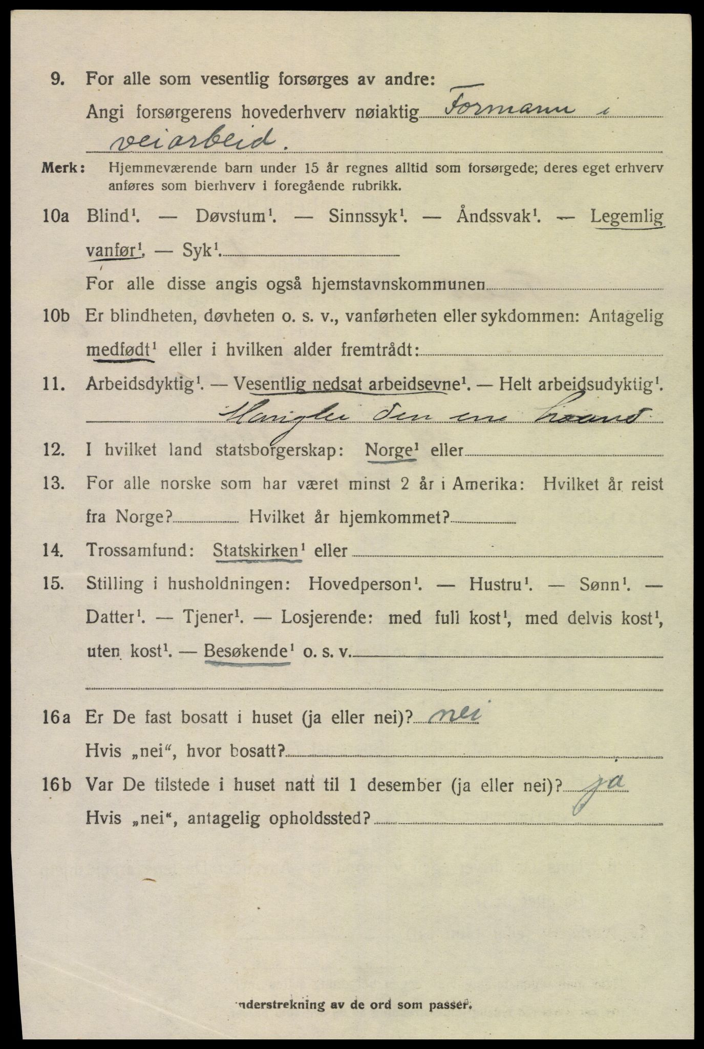 SAK, 1920 census for Tveit, 1920, p. 3867