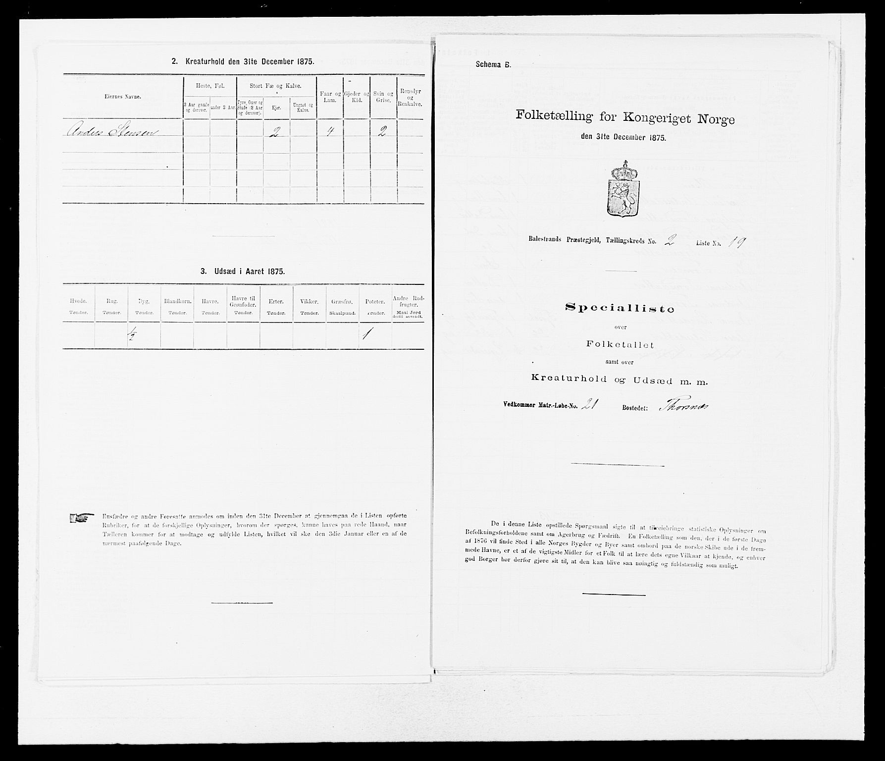 SAB, 1875 census for 1418P Balestrand, 1875, p. 253