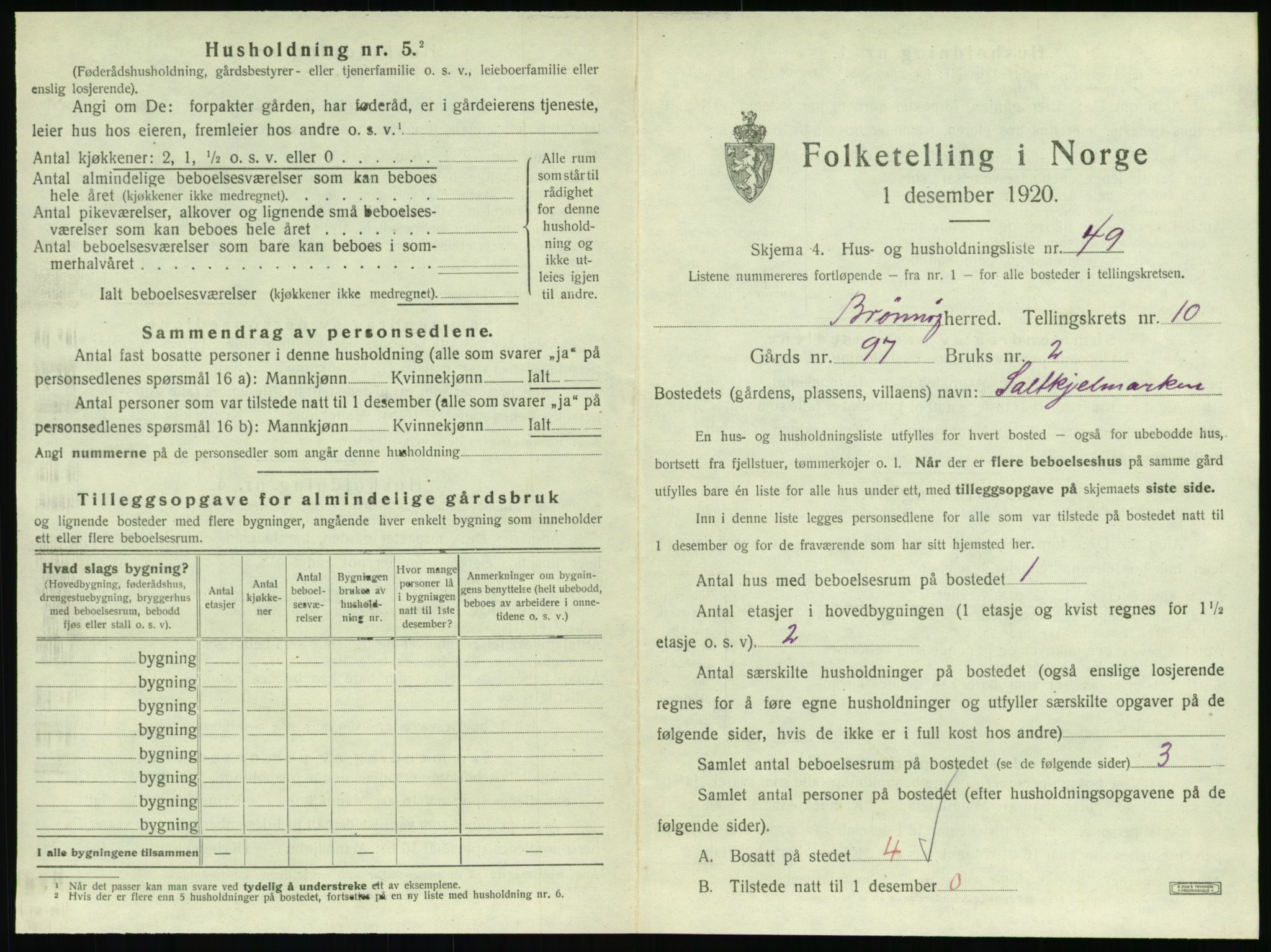 SAT, 1920 census for Brønnøy, 1920, p. 1072