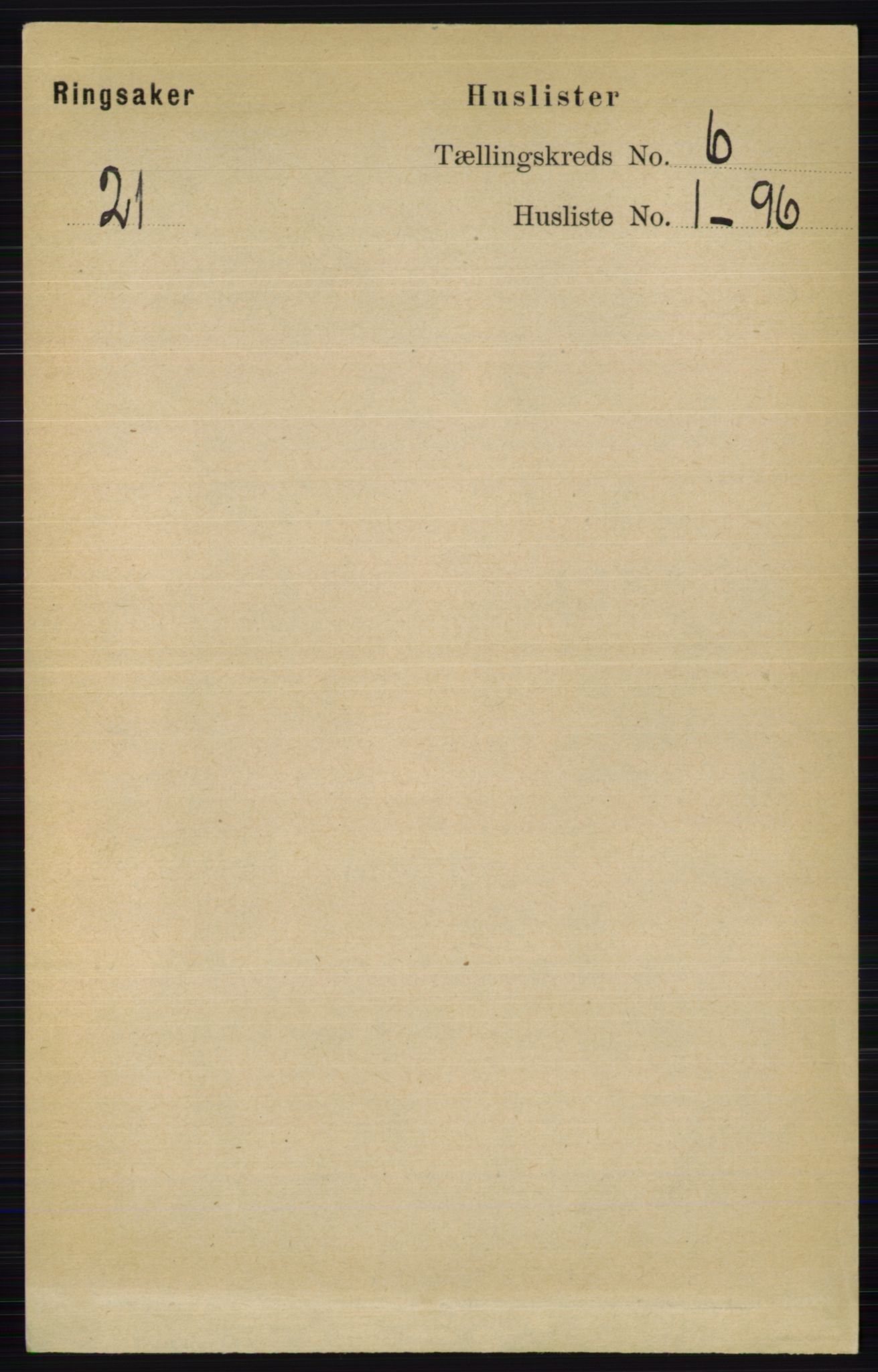 RA, 1891 census for 0412 Ringsaker, 1891, p. 3085