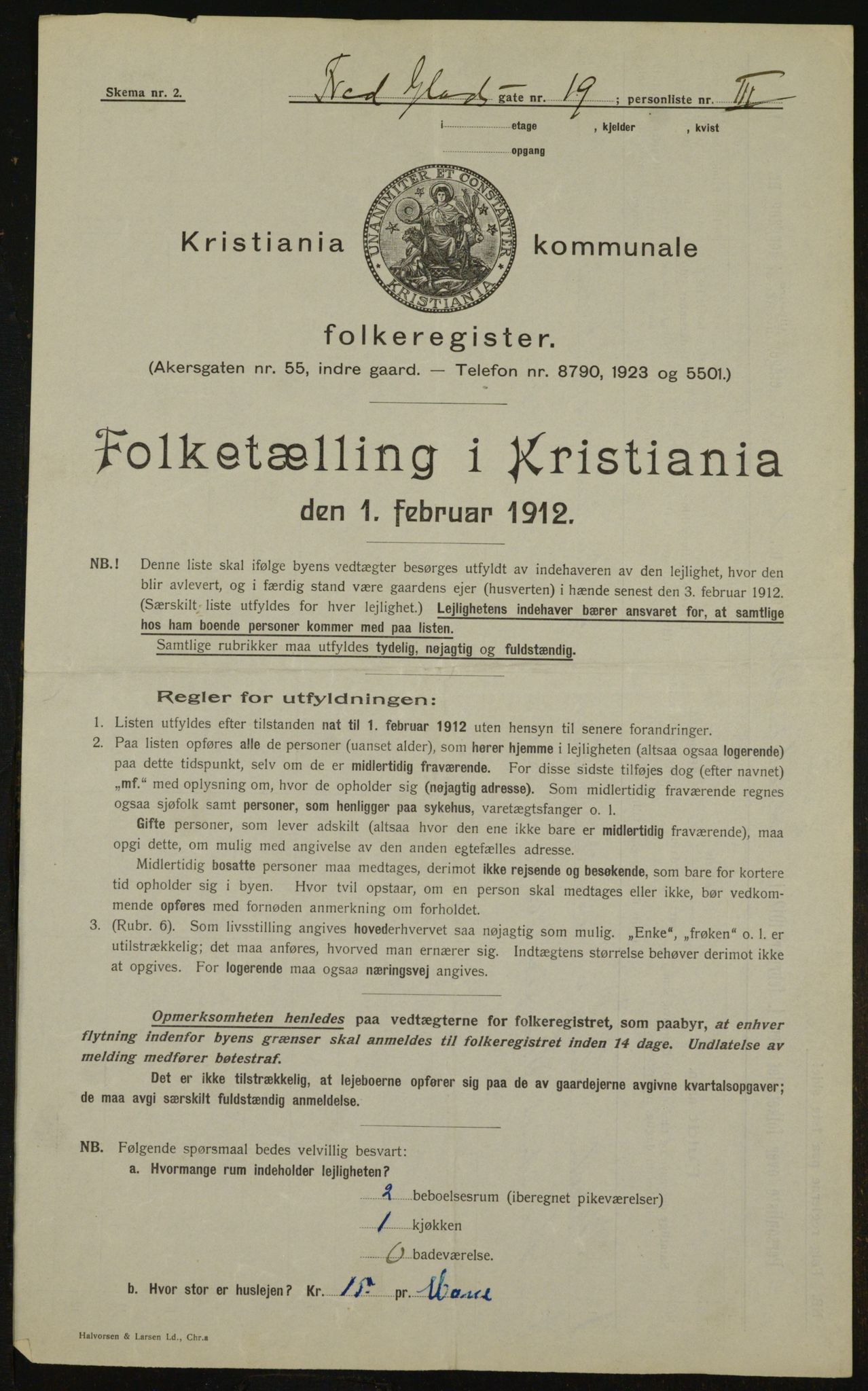 OBA, Municipal Census 1912 for Kristiania, 1912, p. 26607