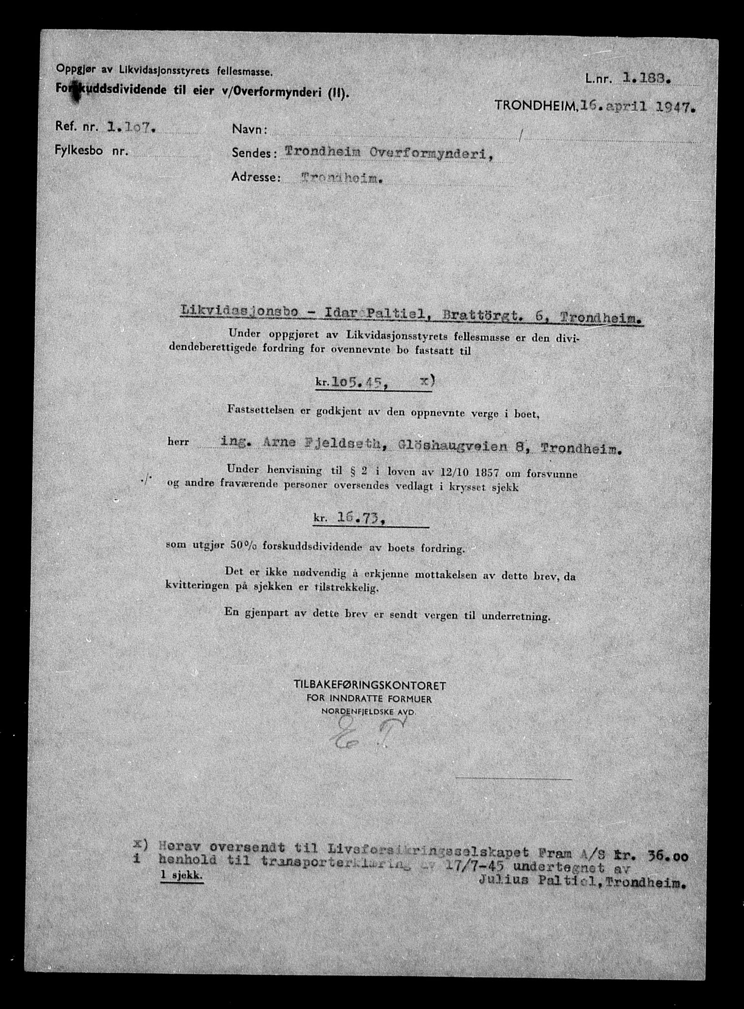 Justisdepartementet, Tilbakeføringskontoret for inndratte formuer, AV/RA-S-1564/H/Hc/Hca/L0906: --, 1945-1947, p. 286