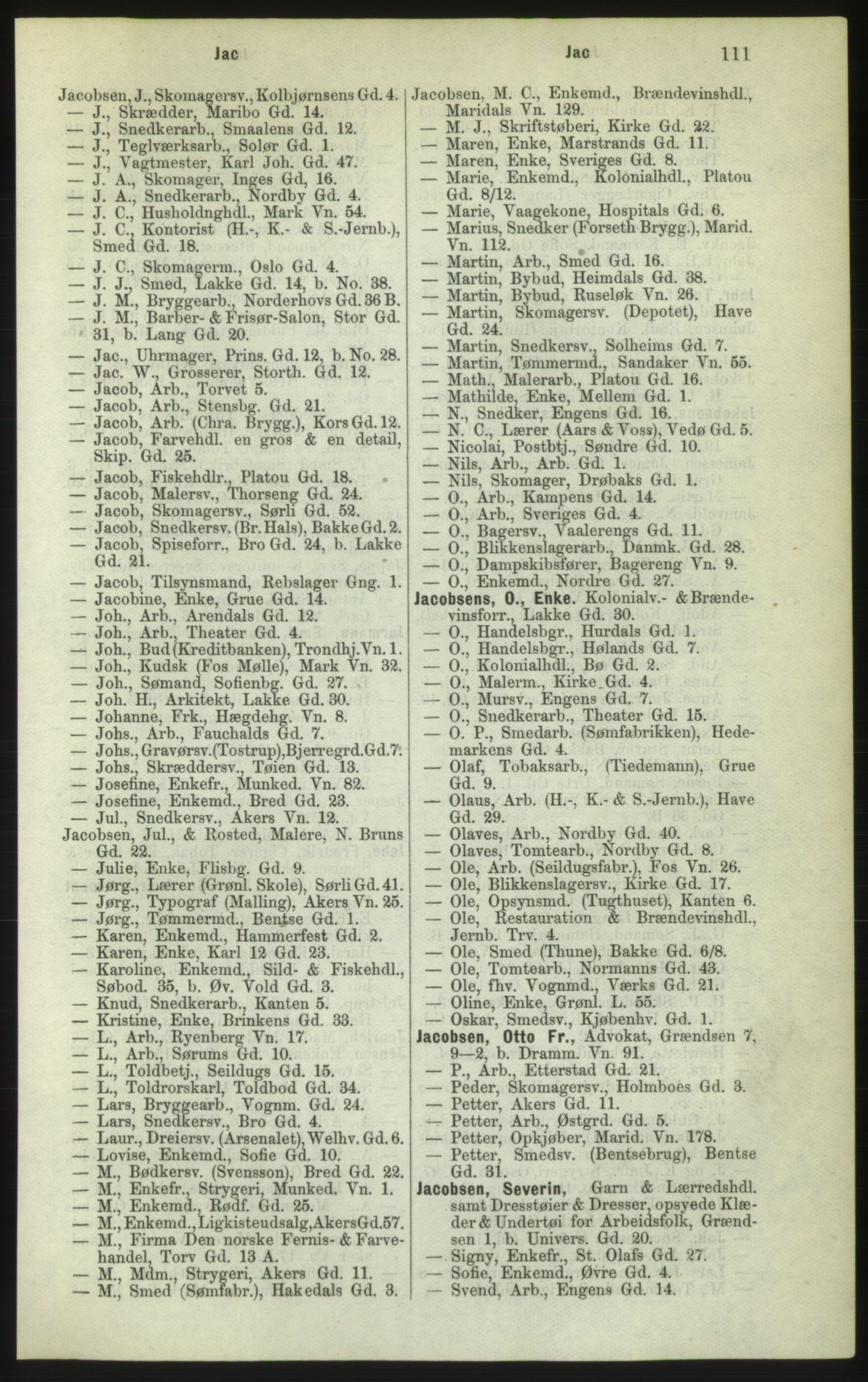 Kristiania/Oslo adressebok, PUBL/-, 1882, p. 111