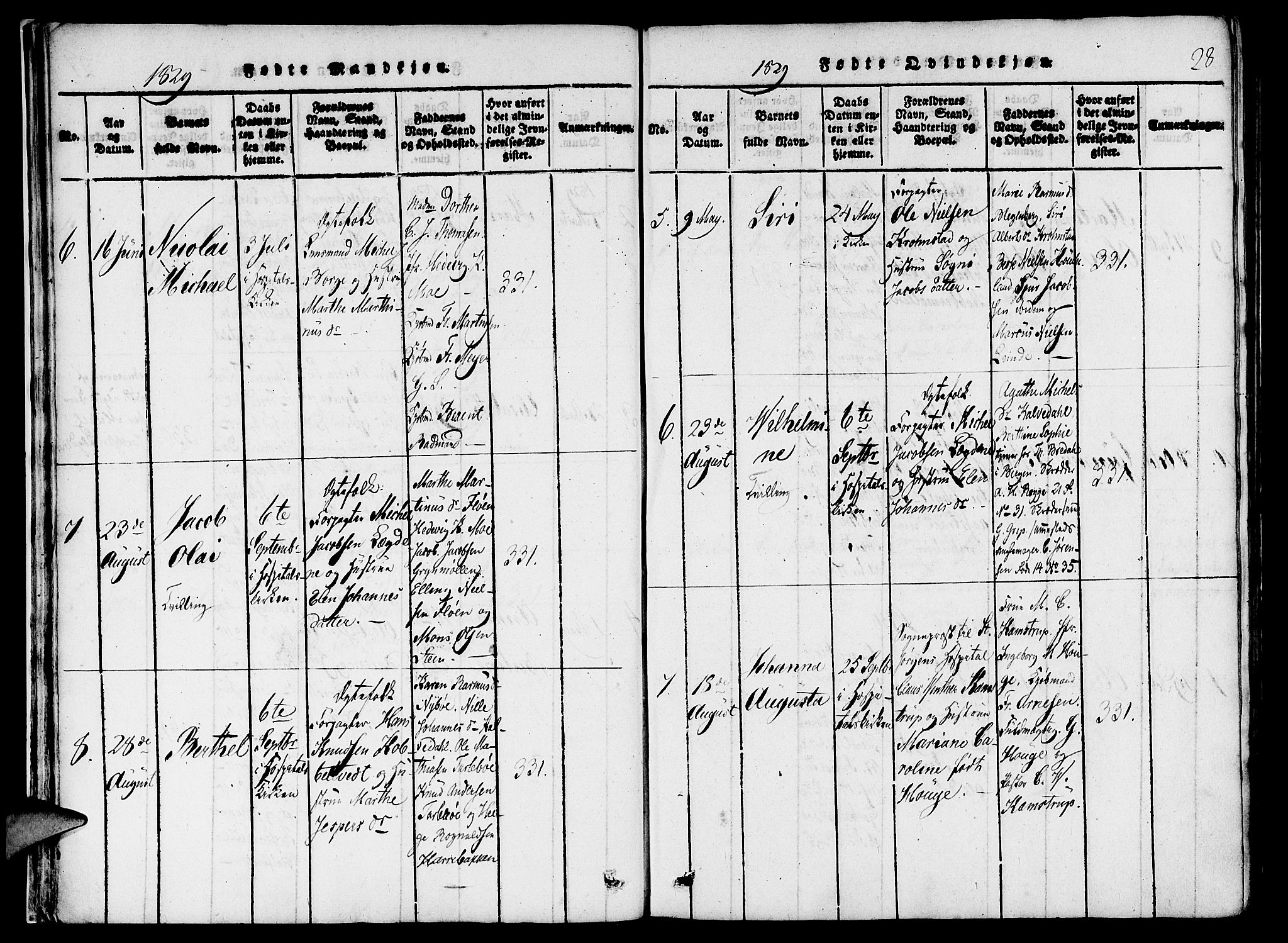 St. Jørgens hospital og Årstad sokneprestembete, AV/SAB-A-99934: Parish register (official) no. A 3, 1815-1843, p. 28