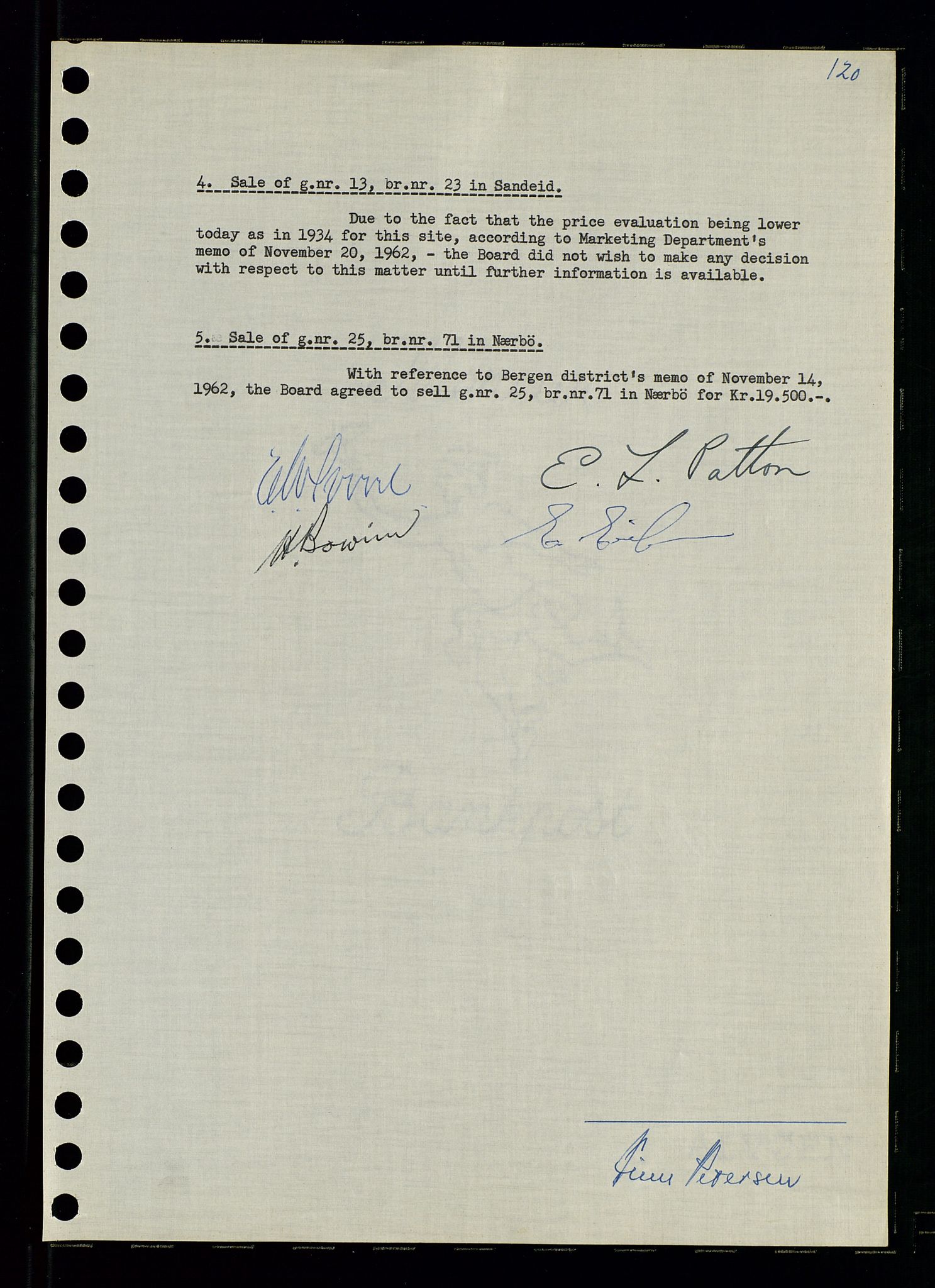 Pa 0982 - Esso Norge A/S, AV/SAST-A-100448/A/Aa/L0001/0003: Den administrerende direksjon Board minutes (styrereferater) / Den administrerende direksjon Board minutes (styrereferater), 1962, p. 120