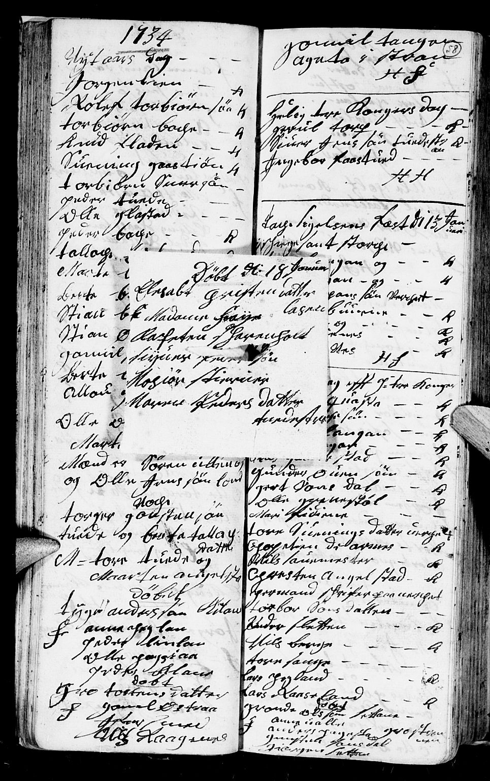 Holt sokneprestkontor, SAK/1111-0021/F/Fb/L0004: Parish register (copy) no. B 4, 1730-1746, p. 58