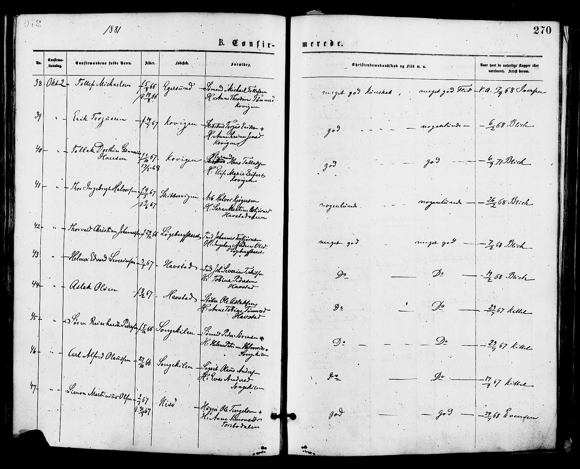 Barbu sokneprestkontor, AV/SAK-1111-0003/F/Fa/L0001: Parish register (official) no. A 1 /1, 1878-1883, p. 270