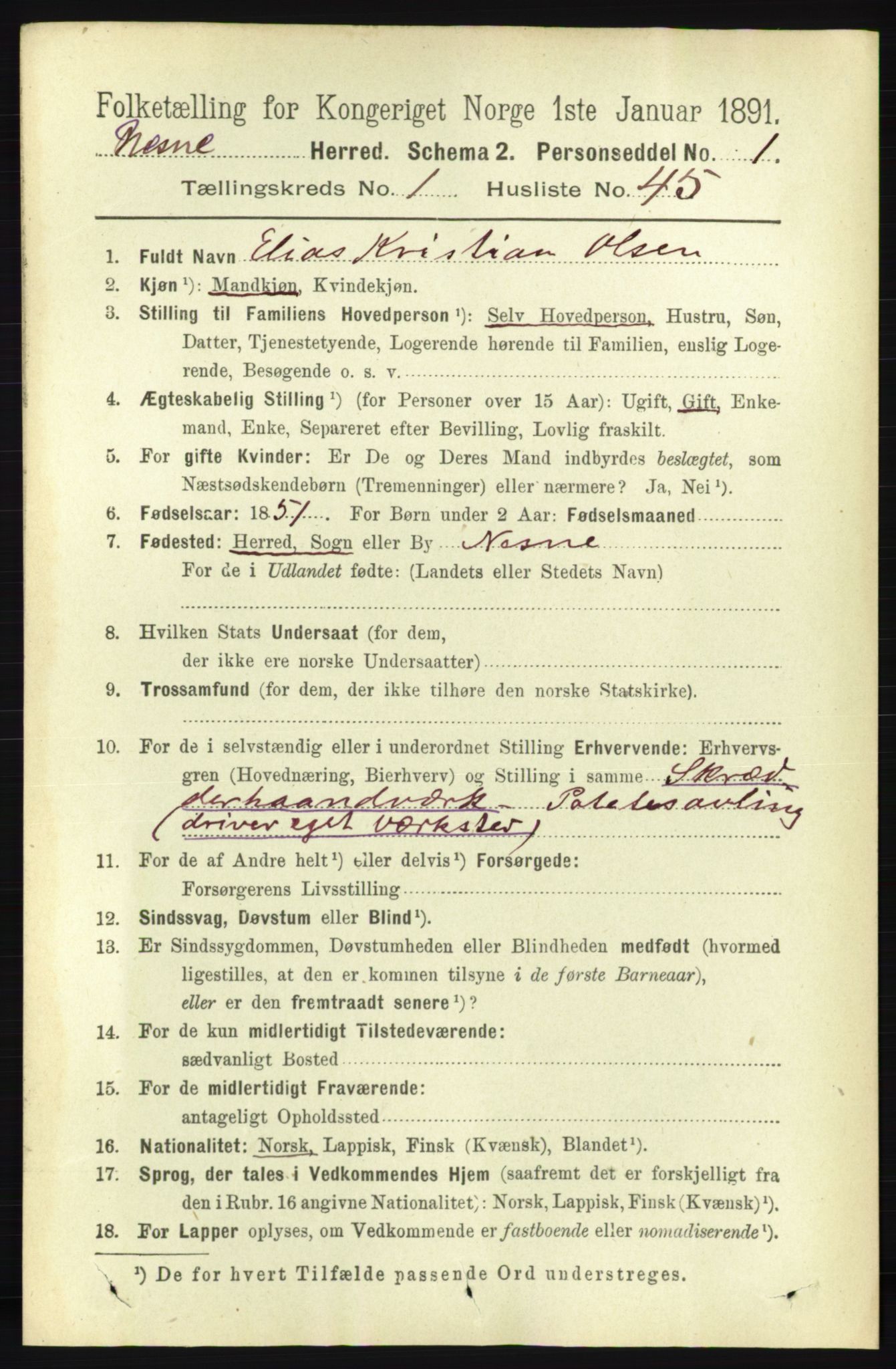 RA, 1891 census for 1828 Nesna, 1891, p. 359