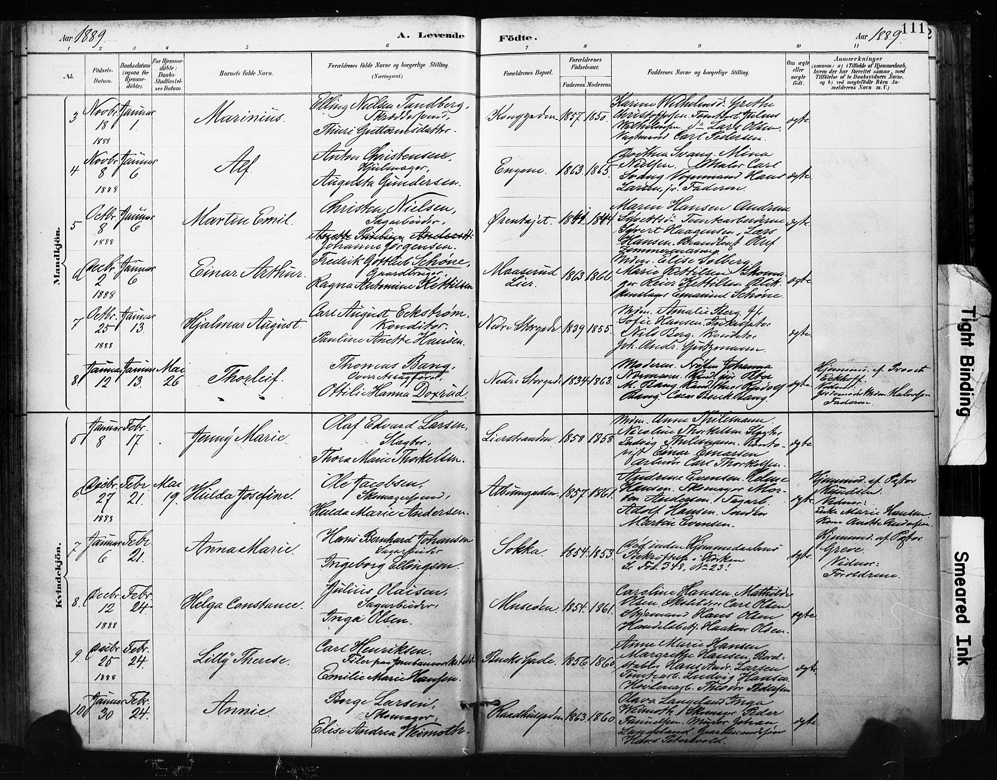 Bragernes kirkebøker, AV/SAKO-A-6/F/Fb/L0007: Parish register (official) no. II 7, 1885-1893, p. 111