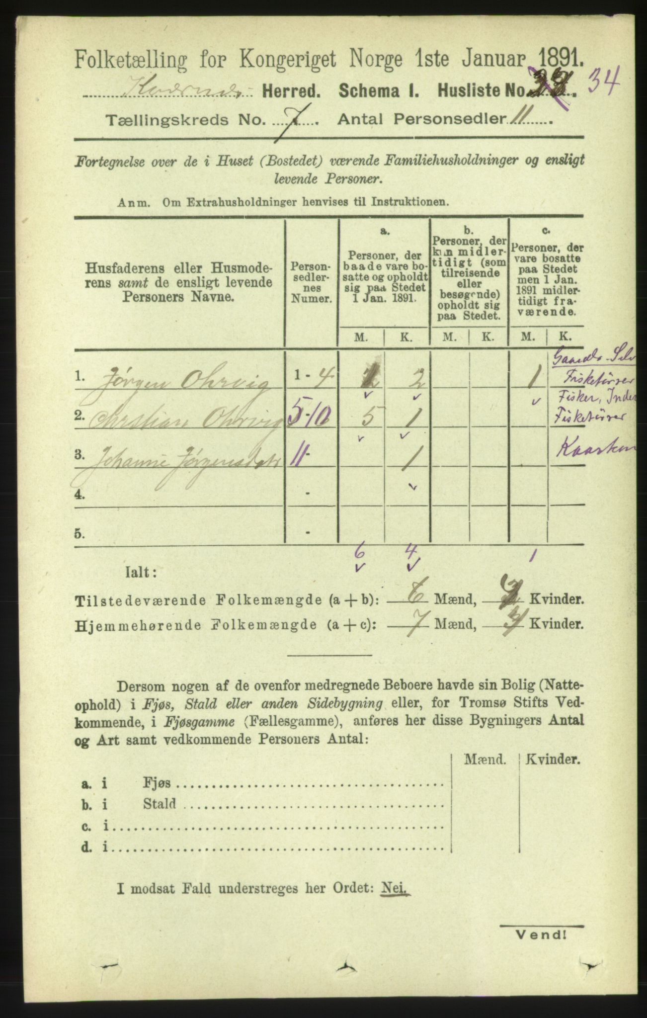 RA, 1891 census for 1553 Kvernes, 1891, p. 3247