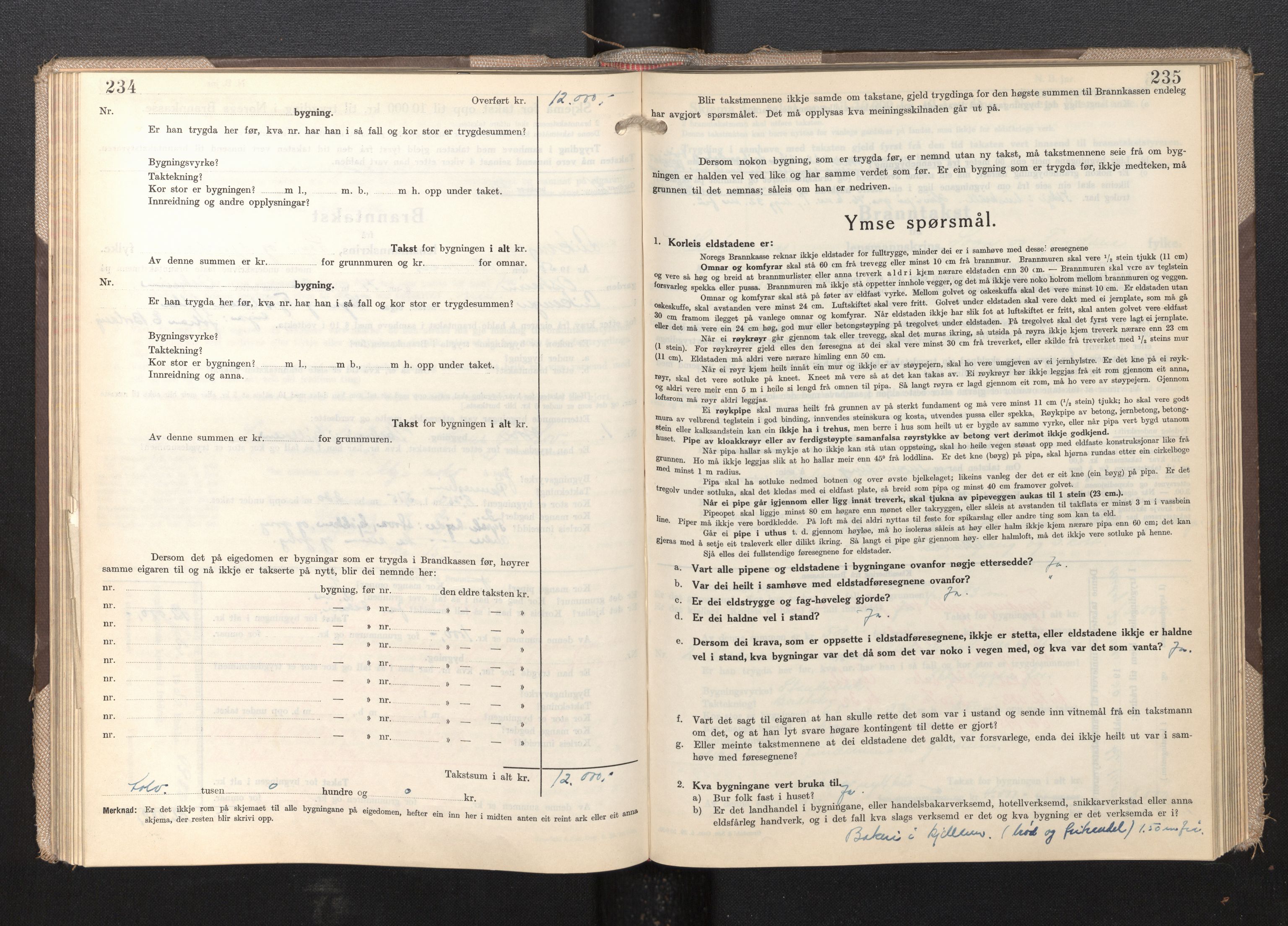 Lensmannen i Leikanger, AV/SAB-A-29201/0012/L0009: Branntakstprotokoll, skjematakst, 1946-1952, p. 234-235