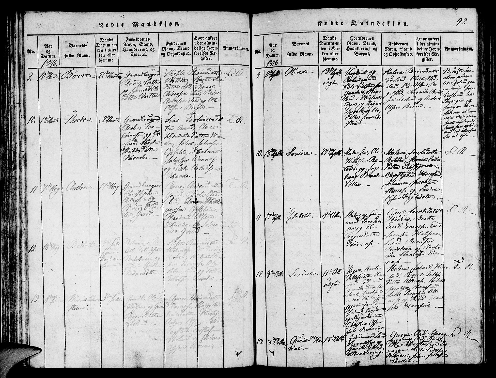 Finnøy sokneprestkontor, SAST/A-101825/H/Ha/Haa/L0006: Parish register (official) no. A 6, 1816-1846, p. 92