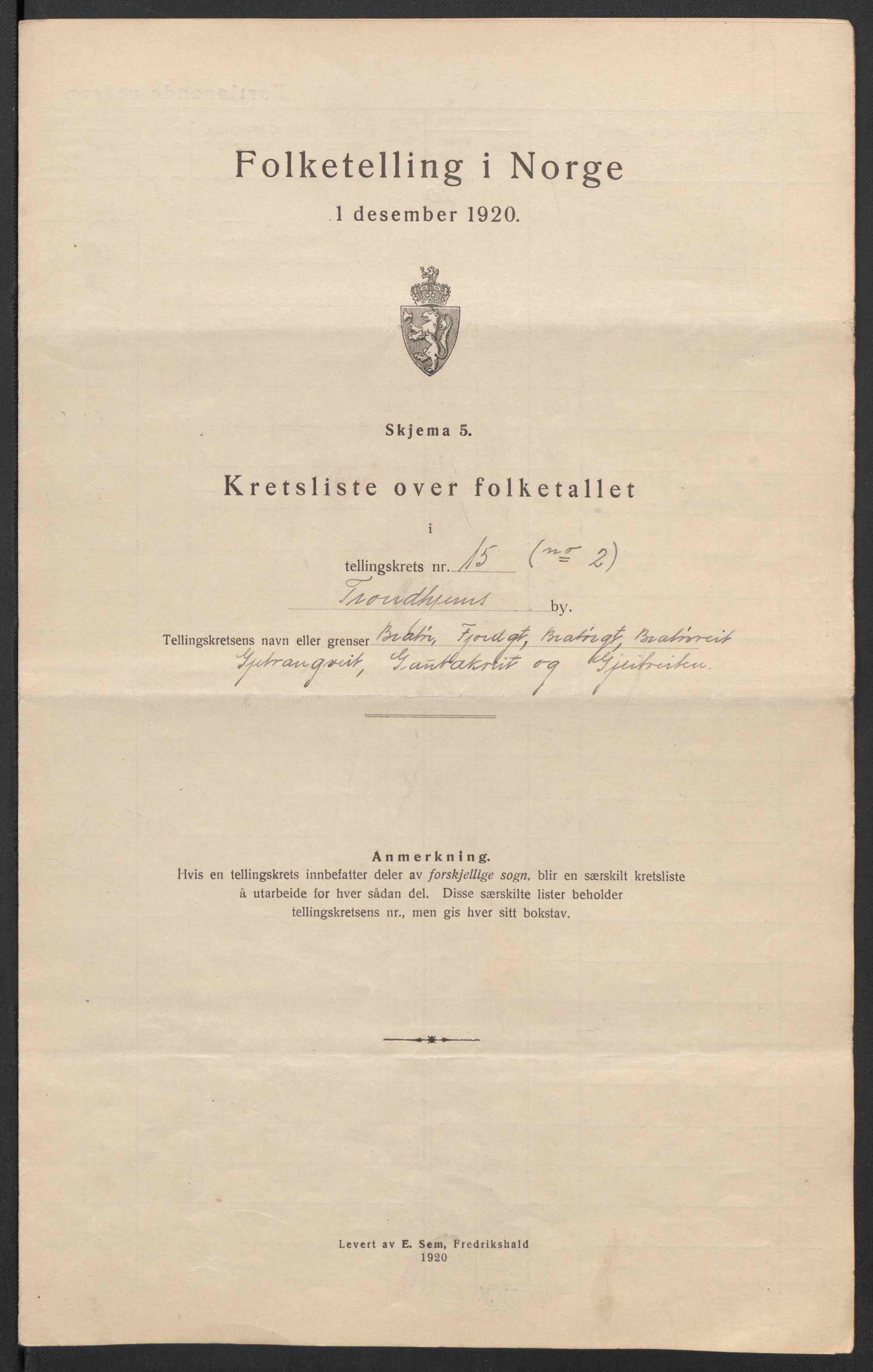 SAT, 1920 census for Trondheim, 1920, p. 59