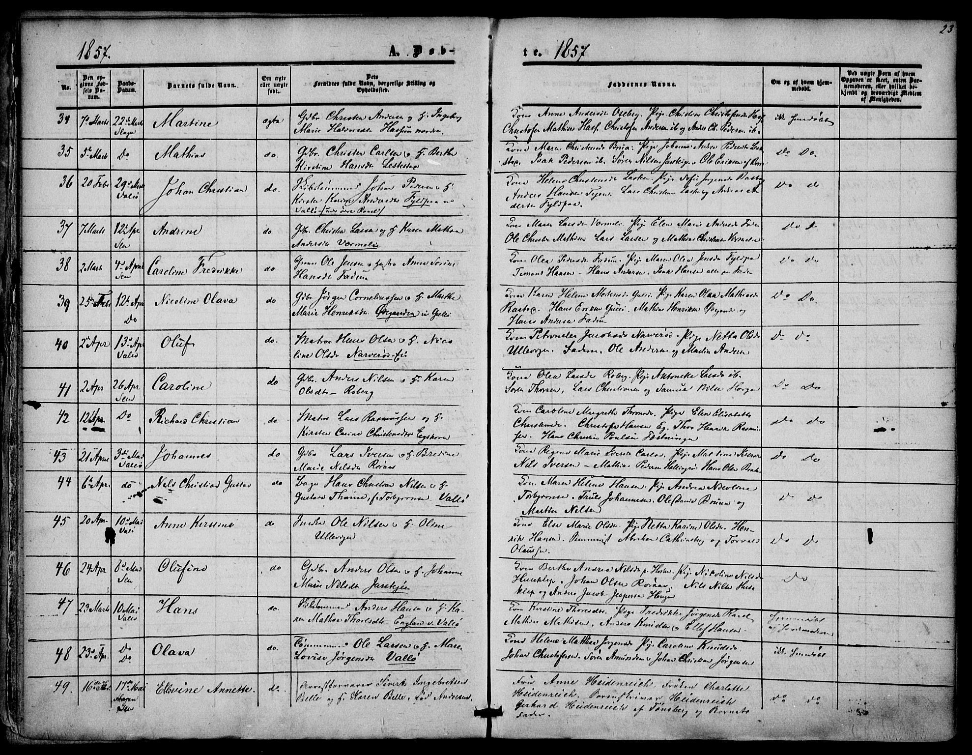Sem kirkebøker, AV/SAKO-A-5/F/Fa/L0007: Parish register (official) no. I 7, 1856-1865, p. 23