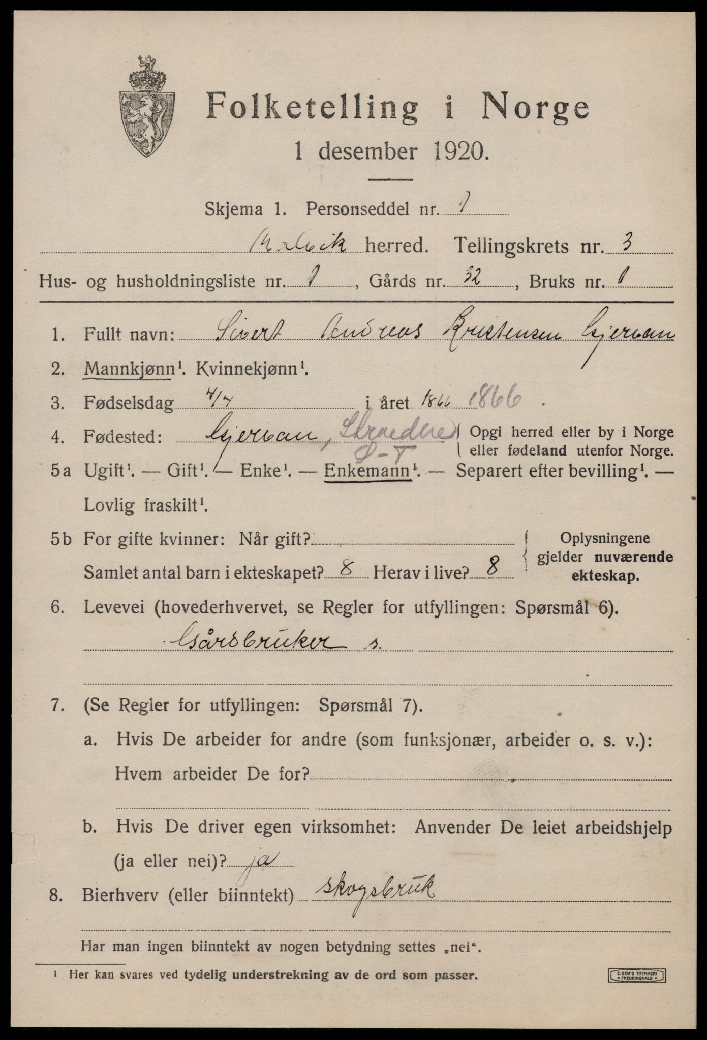 SAT, 1920 census for Malvik, 1920, p. 2272