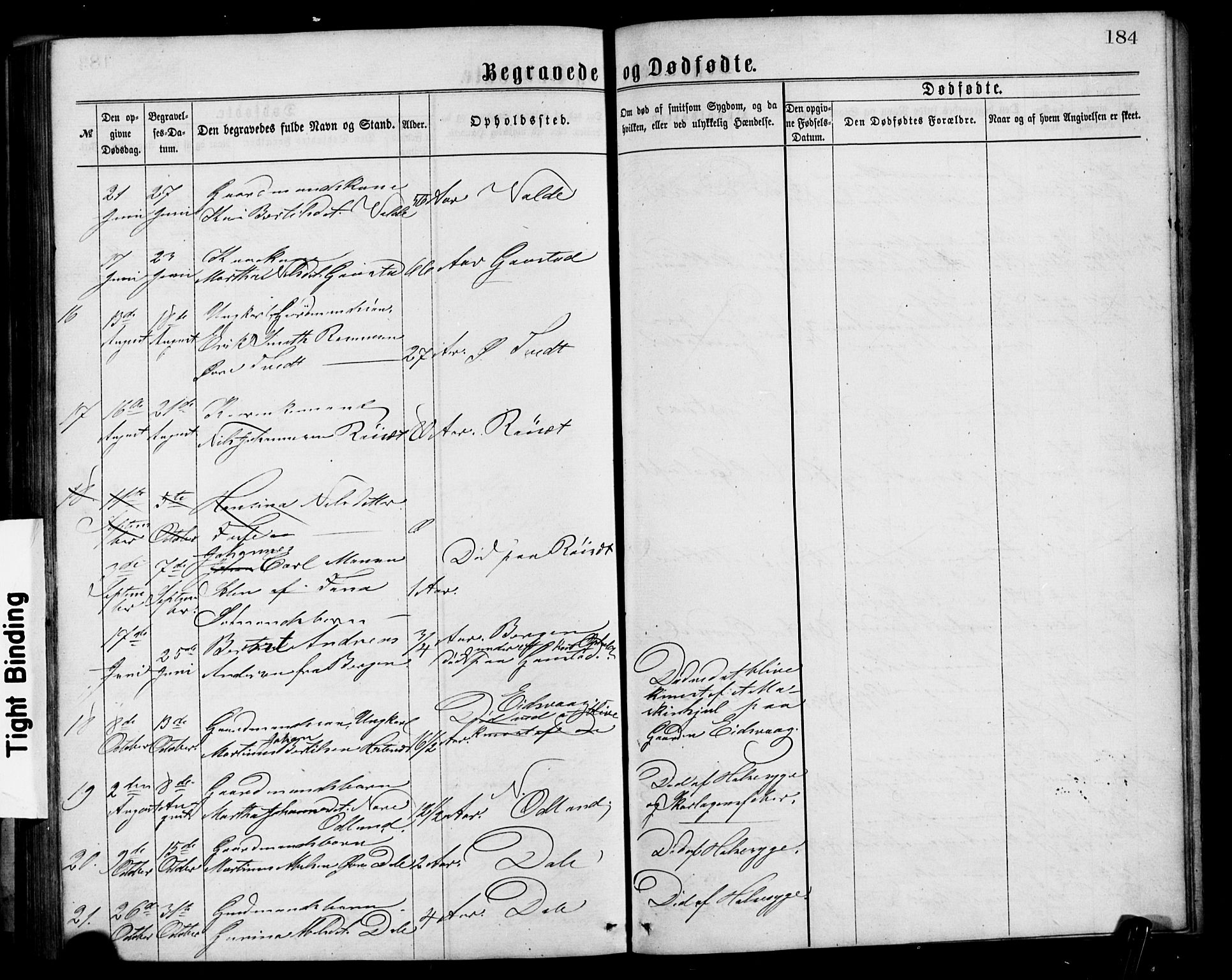 Alversund Sokneprestembete, SAB/A-73901/H/Ha/Hab: Parish register (copy) no. C 2, 1867-1880, p. 184