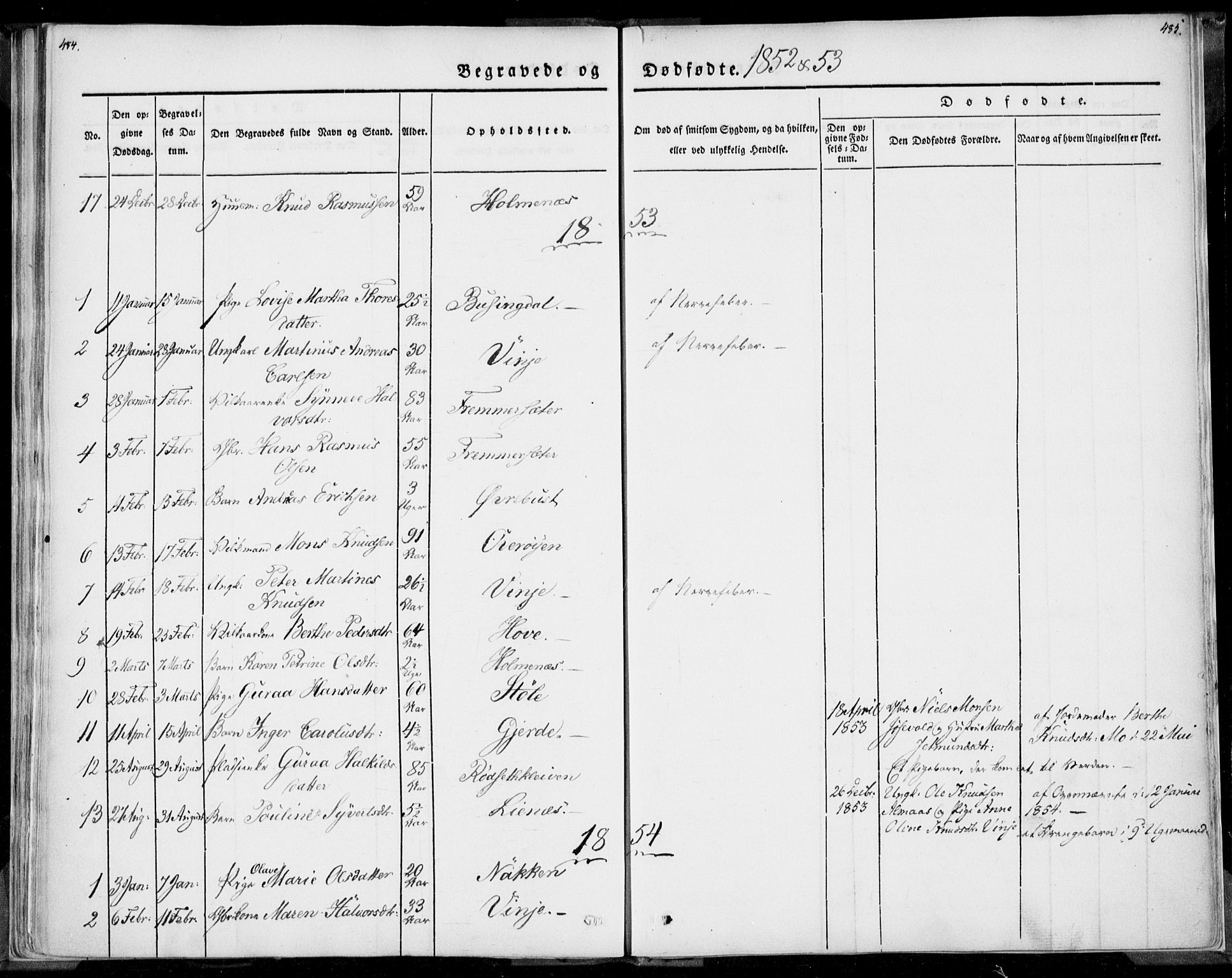 Ministerialprotokoller, klokkerbøker og fødselsregistre - Møre og Romsdal, SAT/A-1454/520/L0277: Parish register (official) no. 520A07, 1843-1861, p. 484-485