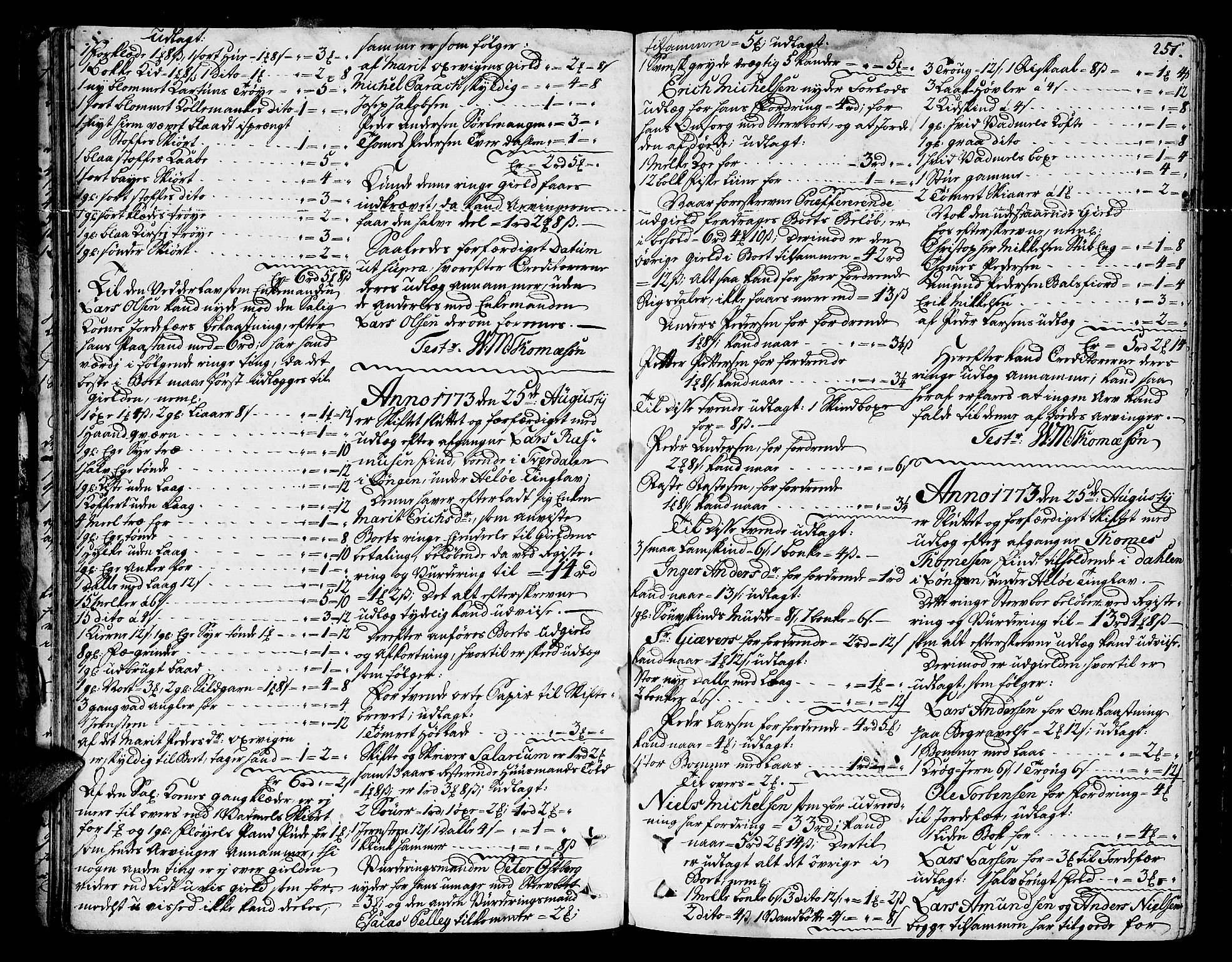 Senja og Tromsø sorenskriveri , AV/SATØ-SATØ-31/H/Hb/L0139: Skifteutlodningsprotokoller, 1752-1778, p. 250b-251a