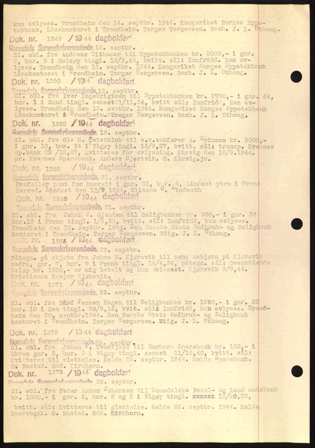 Romsdal sorenskriveri, AV/SAT-A-4149/1/2/2C: Mortgage book no. C1a, 1936-1945, Diary no: : 1348/1944