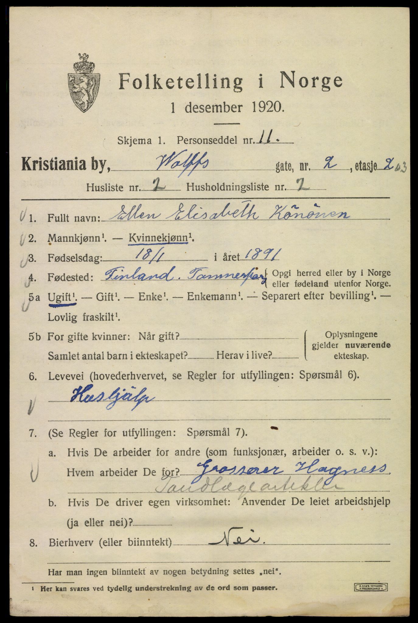 SAO, 1920 census for Kristiania, 1920, p. 653973