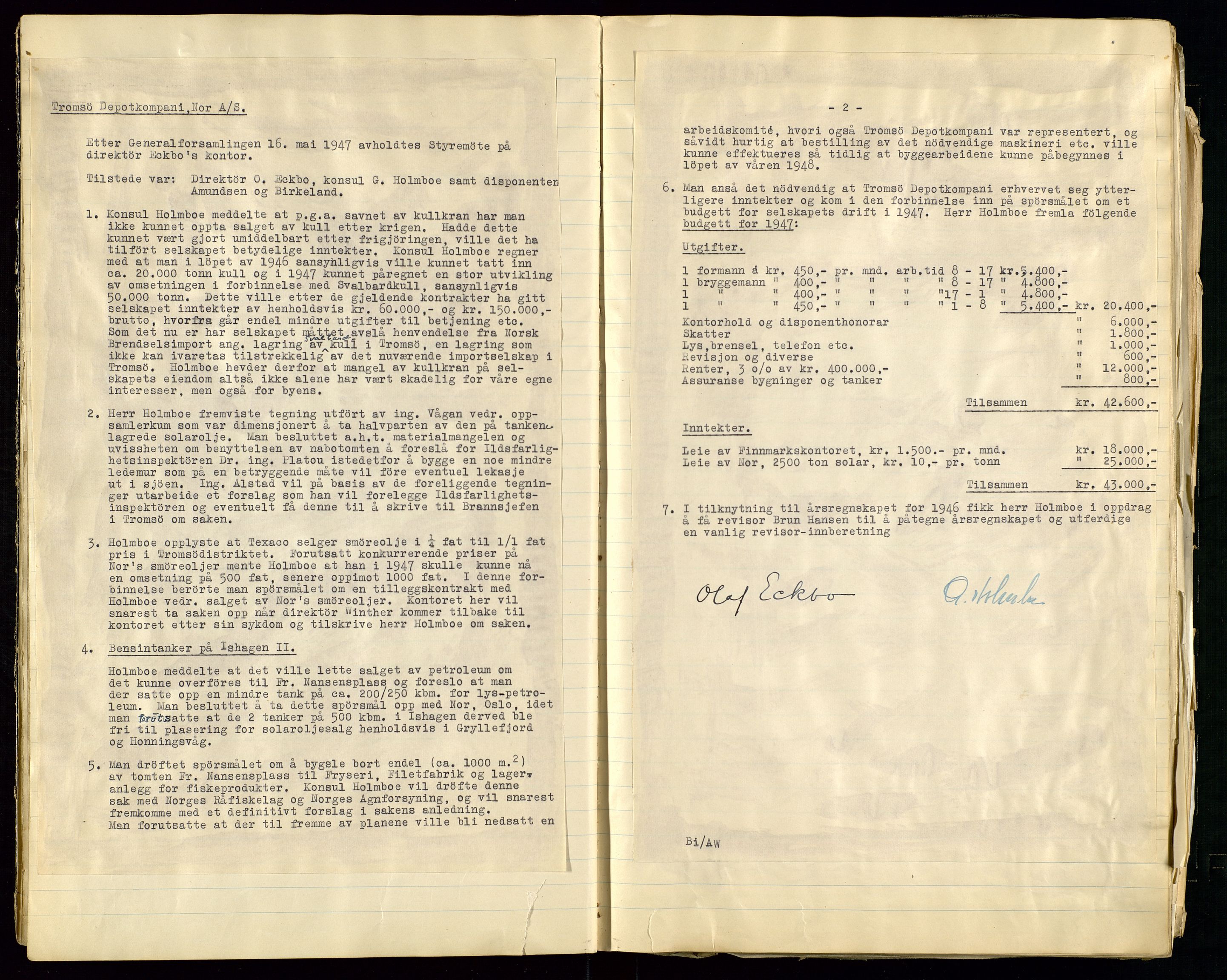 Pa 1518 - Tromsø Depotkompani NOR A/S, AV/SAST-A-101923/A/L0001: Styreprotokoll, 1939-1959, p. 19