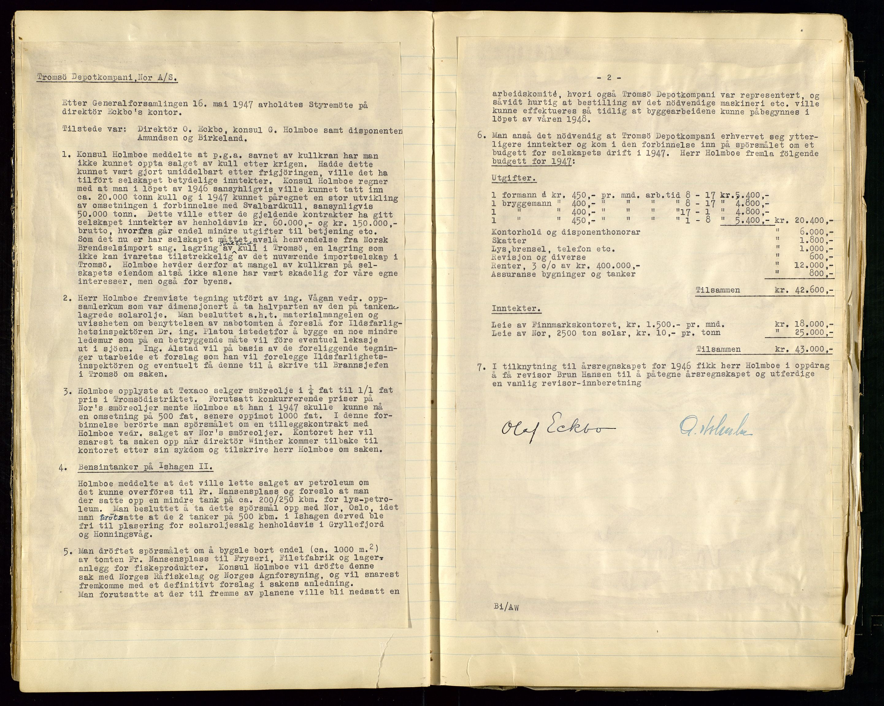 Pa 1518 - Tromsø Depotkompani NOR A/S, AV/SAST-A-101923/A/L0001: Styreprotokoll, 1939-1959, p. 19