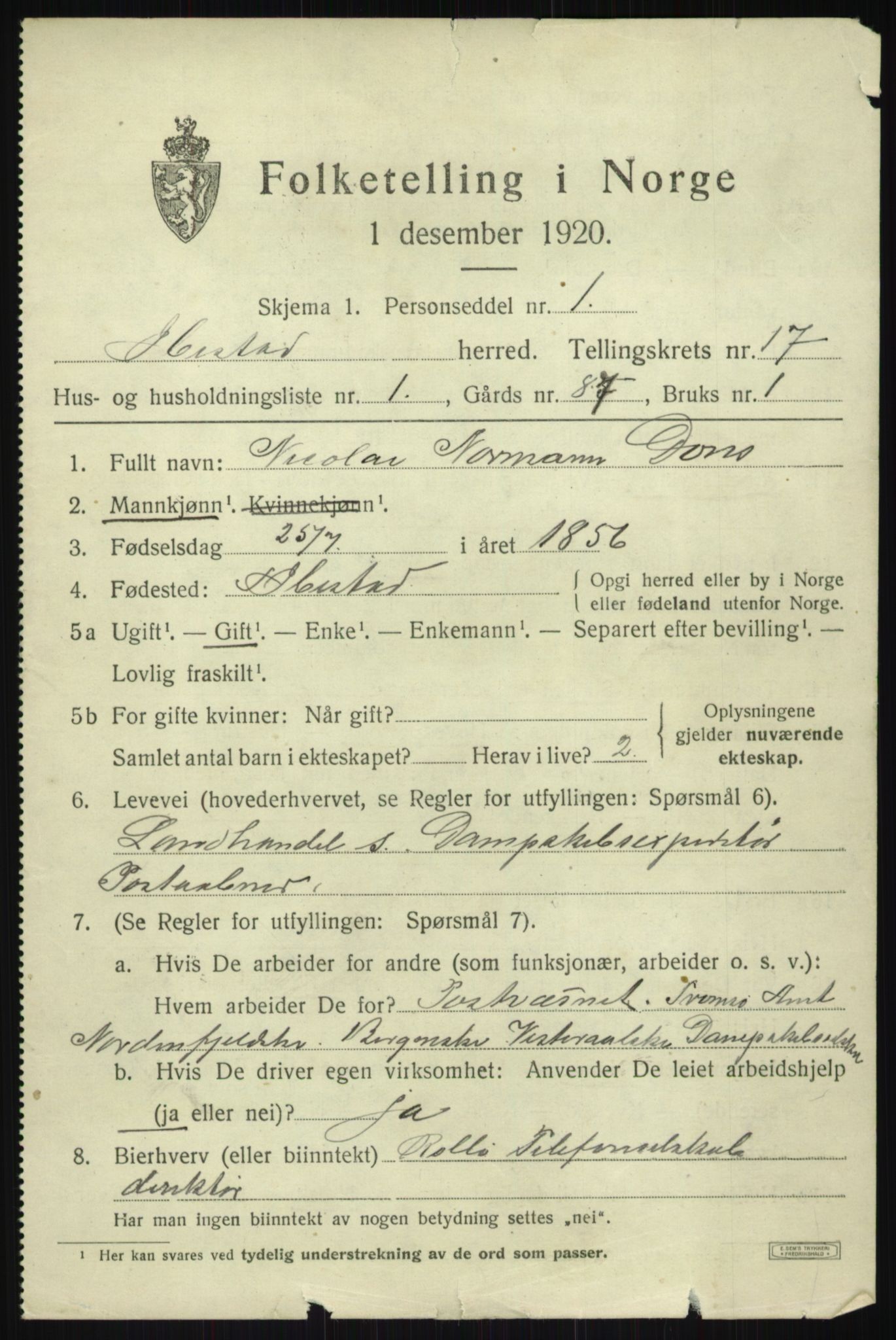 SATØ, 1920 census for Ibestad, 1920, p. 8700