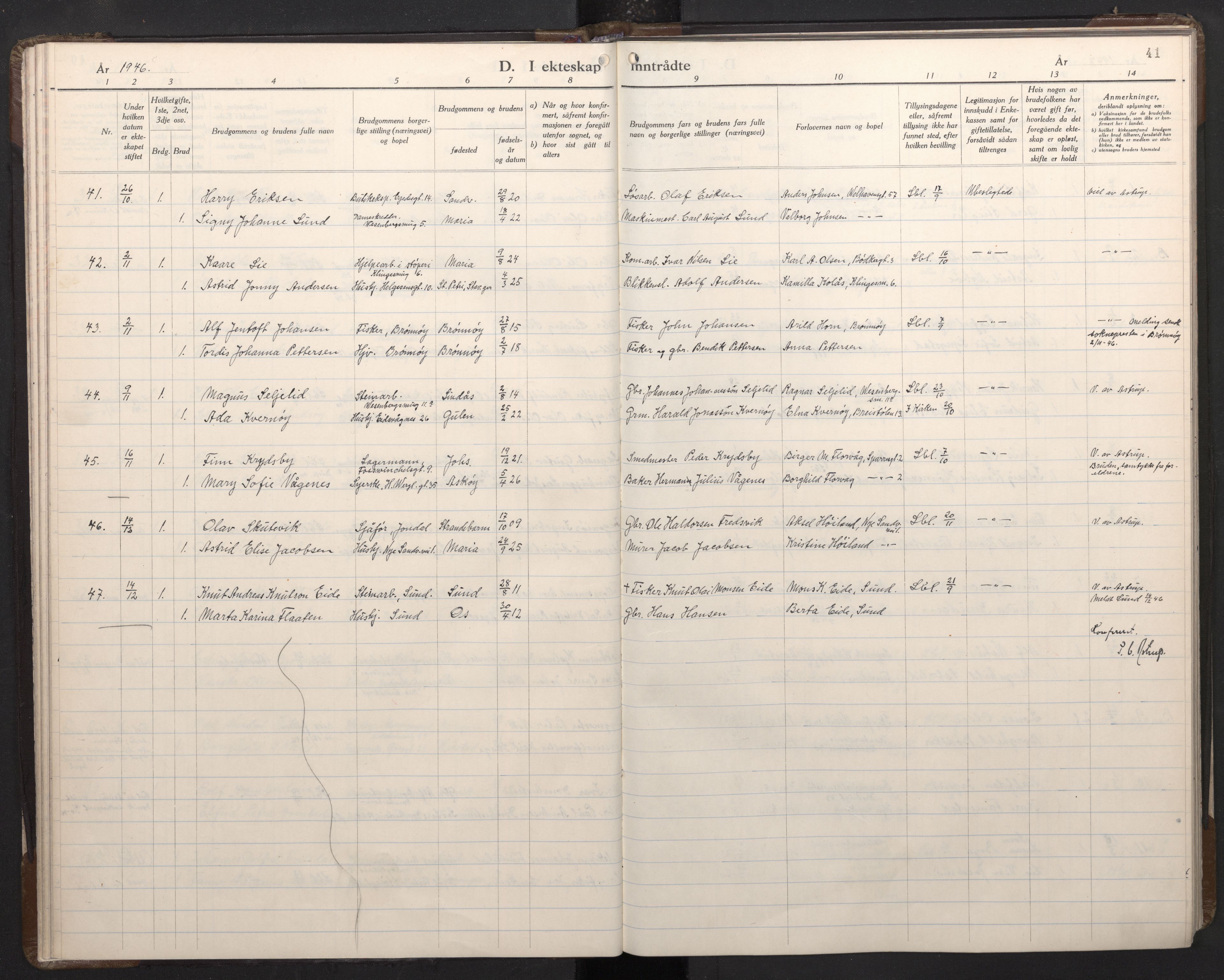 Mariakirken Sokneprestembete, AV/SAB-A-76901/H/Haa/L0019: Parish register (official) no. D 1, 1939-1963, p. 40b-41a