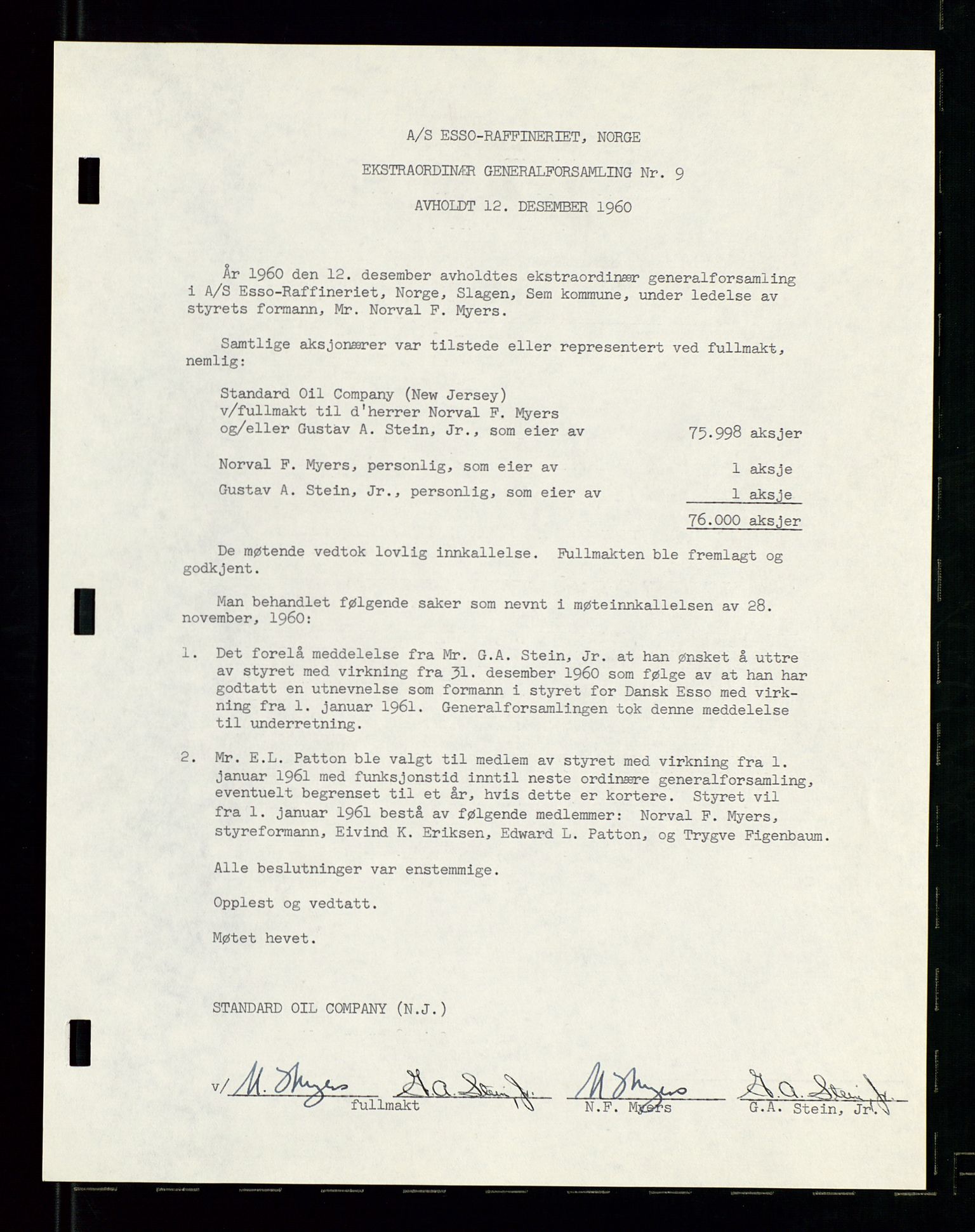 PA 1537 - A/S Essoraffineriet Norge, AV/SAST-A-101957/A/Aa/L0001/0002: Styremøter / Shareholder meetings, board meetings, by laws (vedtekter), 1957-1960, p. 23