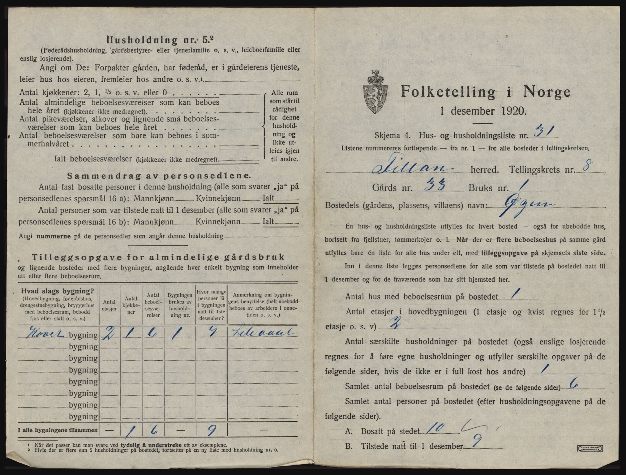 SAT, 1920 census for Fillan, 1920, p. 584