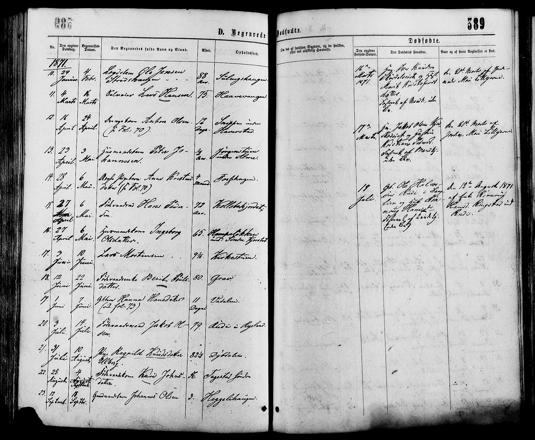 Sør-Fron prestekontor, SAH/PREST-010/H/Ha/Haa/L0002: Parish register (official) no. 2, 1864-1880, p. 389