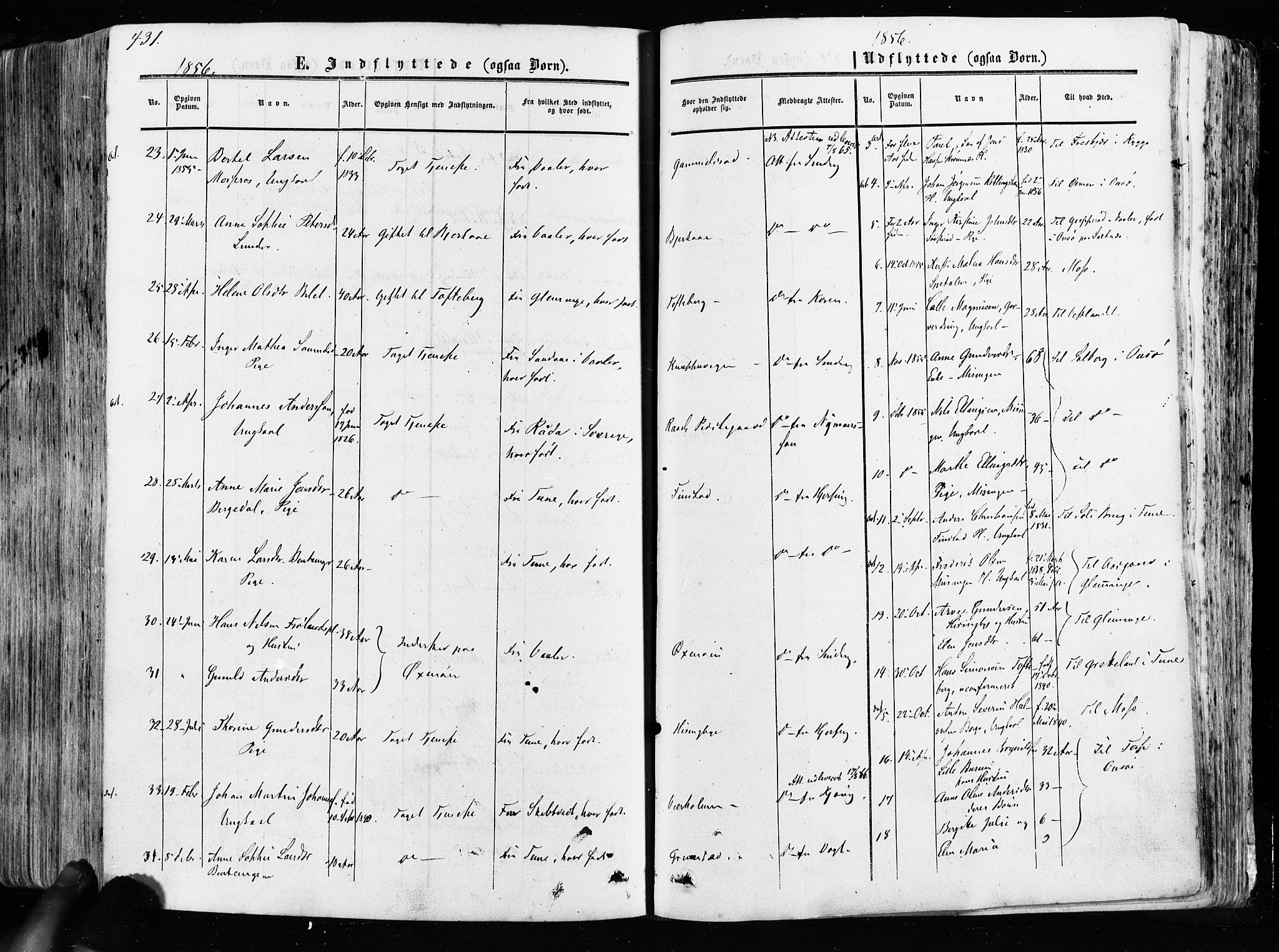 Råde prestekontor kirkebøker, AV/SAO-A-2009/F/Fa/L0006: Parish register (official) no. 6, 1854-1877, p. 431