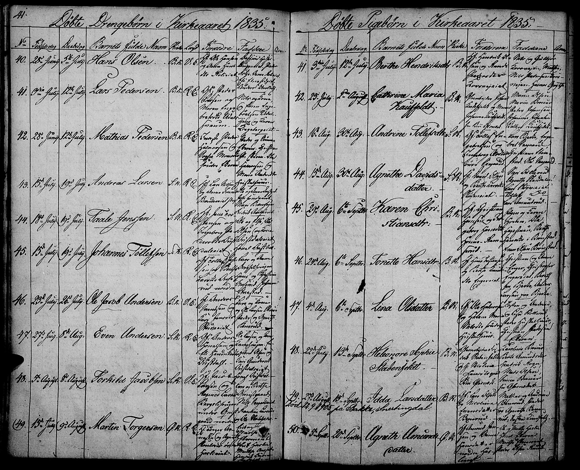 Biri prestekontor, AV/SAH-PREST-096/H/Ha/Haa/L0004: Parish register (official) no. 4, 1829-1842, p. 41