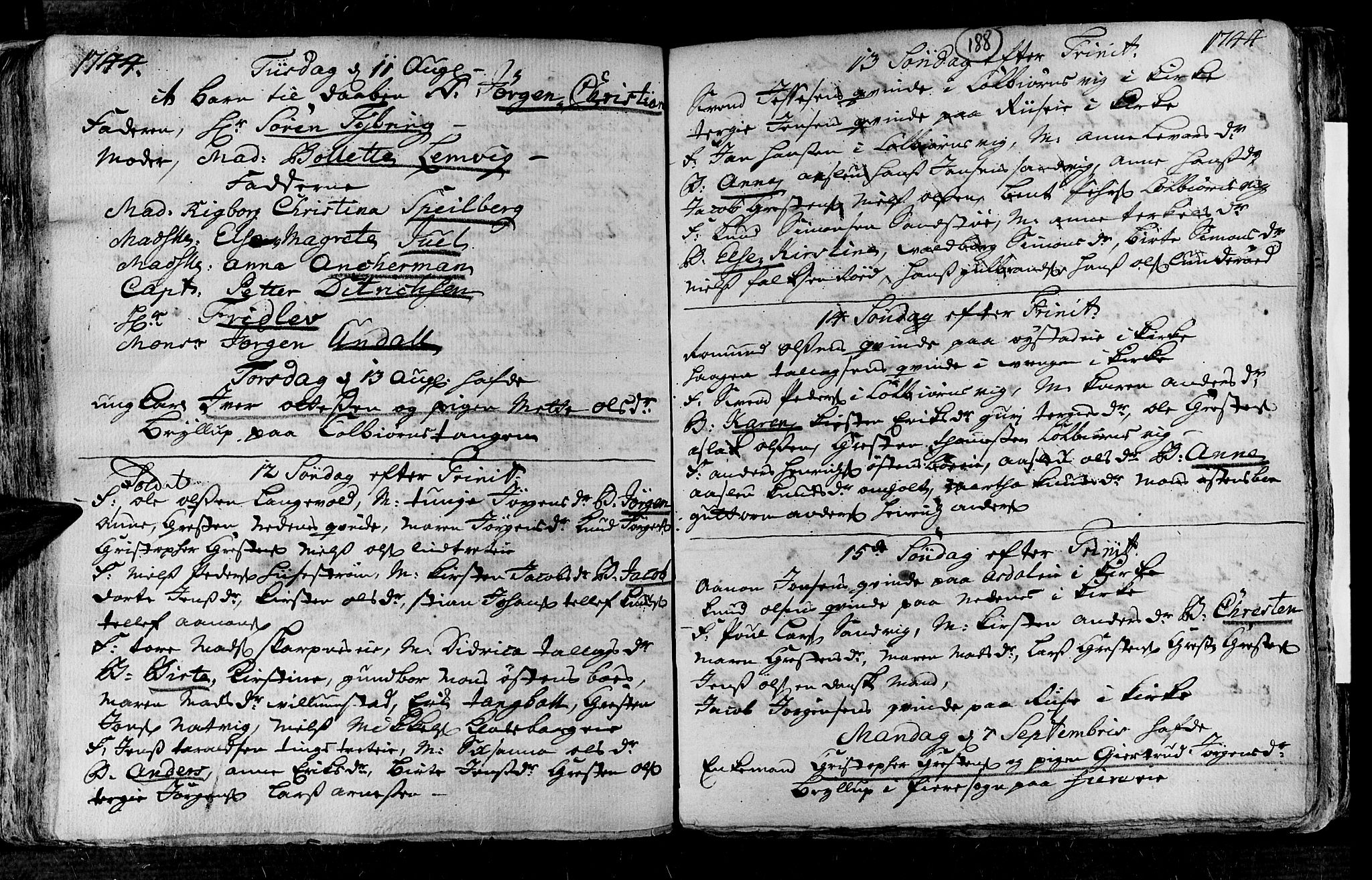 Øyestad sokneprestkontor, AV/SAK-1111-0049/F/Fa/L0004: Parish register (official) no. A 4, 1730-1750, p. 188