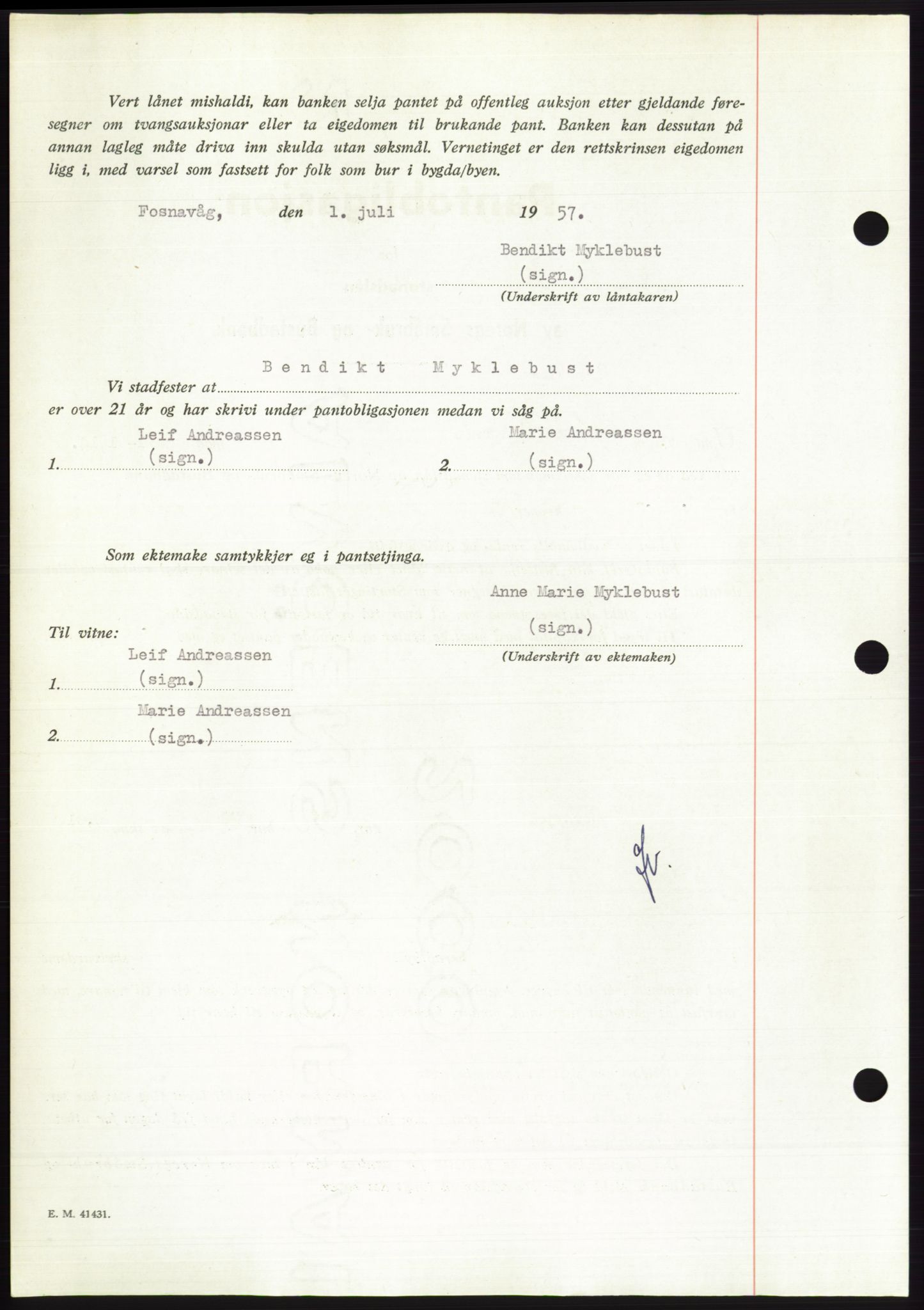 Søre Sunnmøre sorenskriveri, AV/SAT-A-4122/1/2/2C/L0130: Mortgage book no. 18B, 1957-1958, Diary no: : 1897/1957