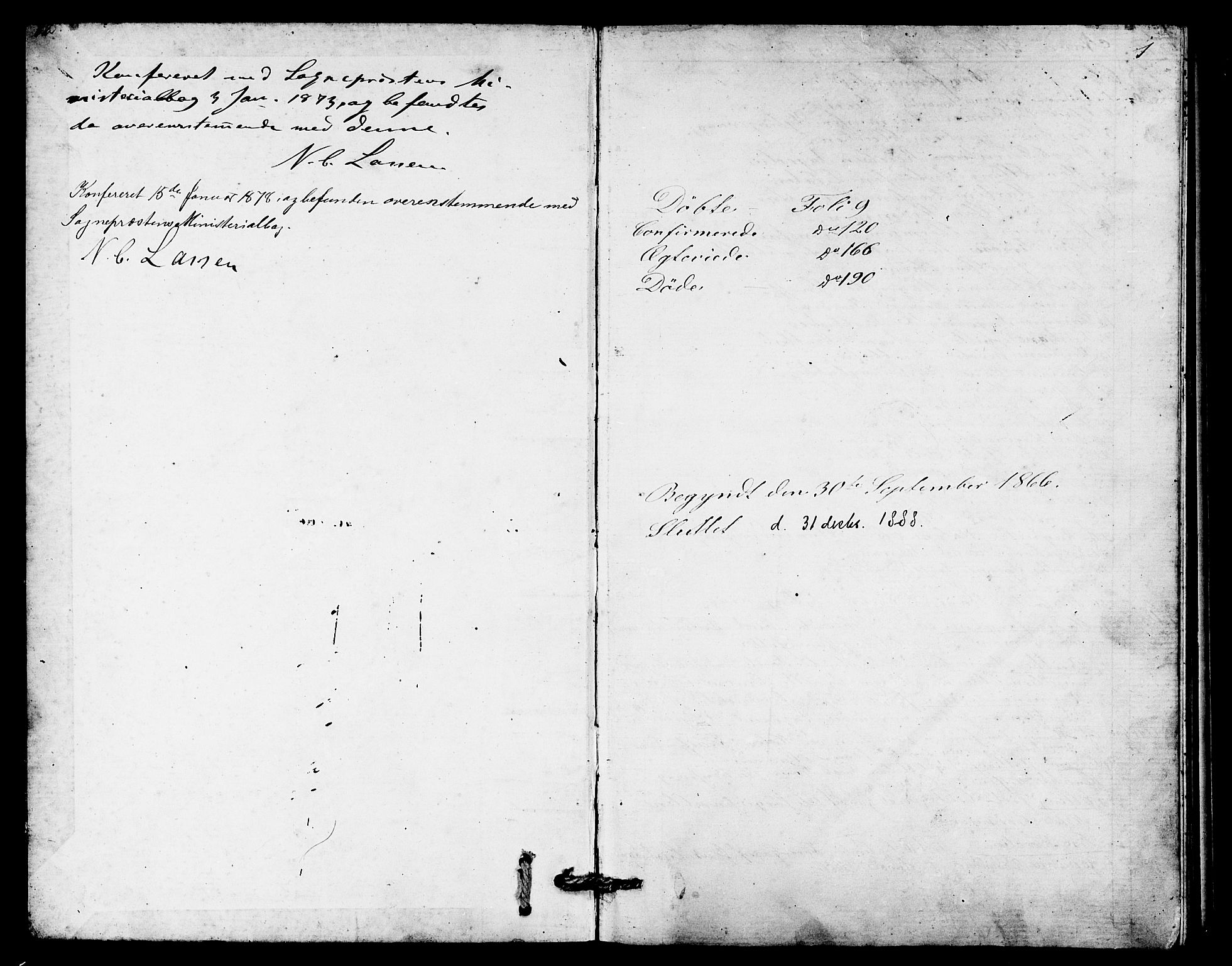 Davik sokneprestembete, SAB/A-79701/H/Hab/Habc/L0001: Parish register (copy) no. C 1, 1866-1888, p. 1