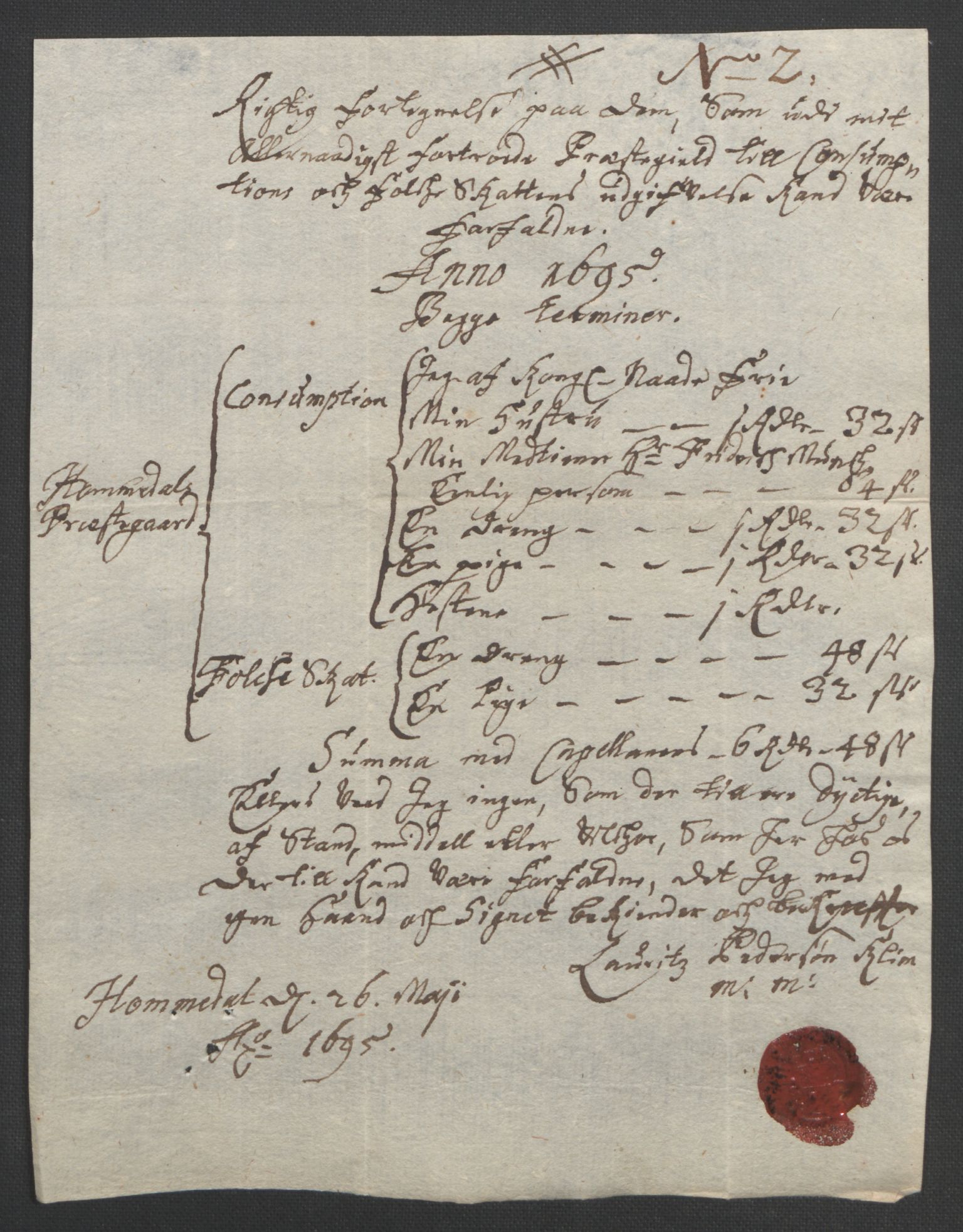 Rentekammeret inntil 1814, Reviderte regnskaper, Fogderegnskap, AV/RA-EA-4092/R39/L2312: Fogderegnskap Nedenes, 1693-1695, p. 276