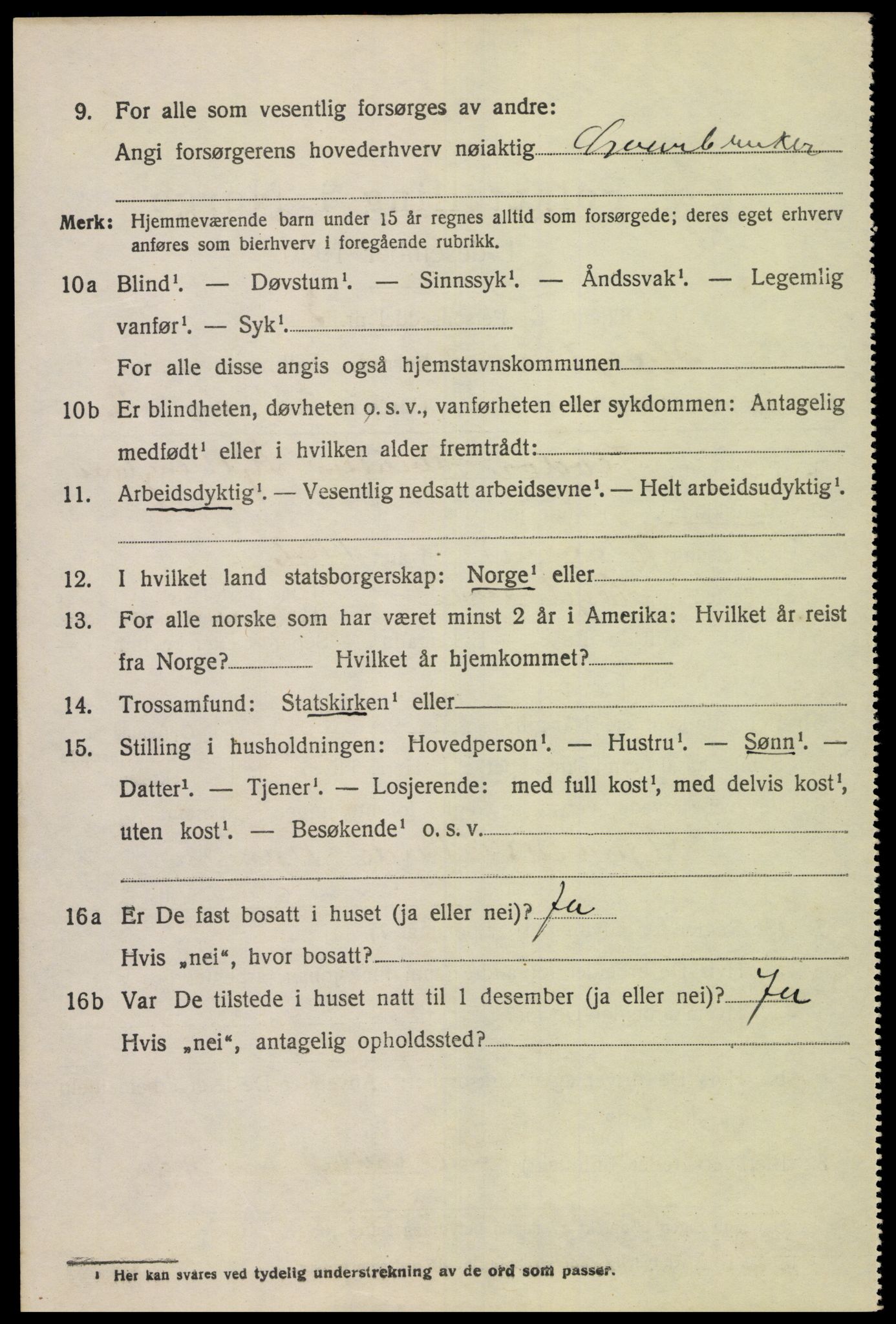 SAK, 1920 census for Hægebostad, 1920, p. 1554