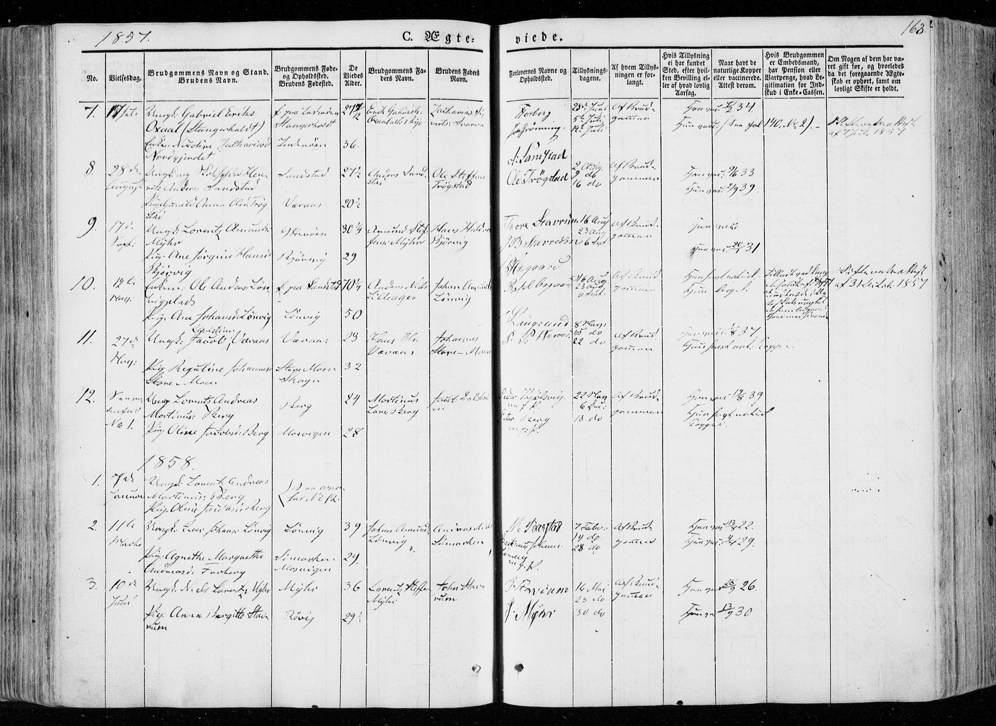 Ministerialprotokoller, klokkerbøker og fødselsregistre - Nord-Trøndelag, SAT/A-1458/722/L0218: Parish register (official) no. 722A05, 1843-1868, p. 163