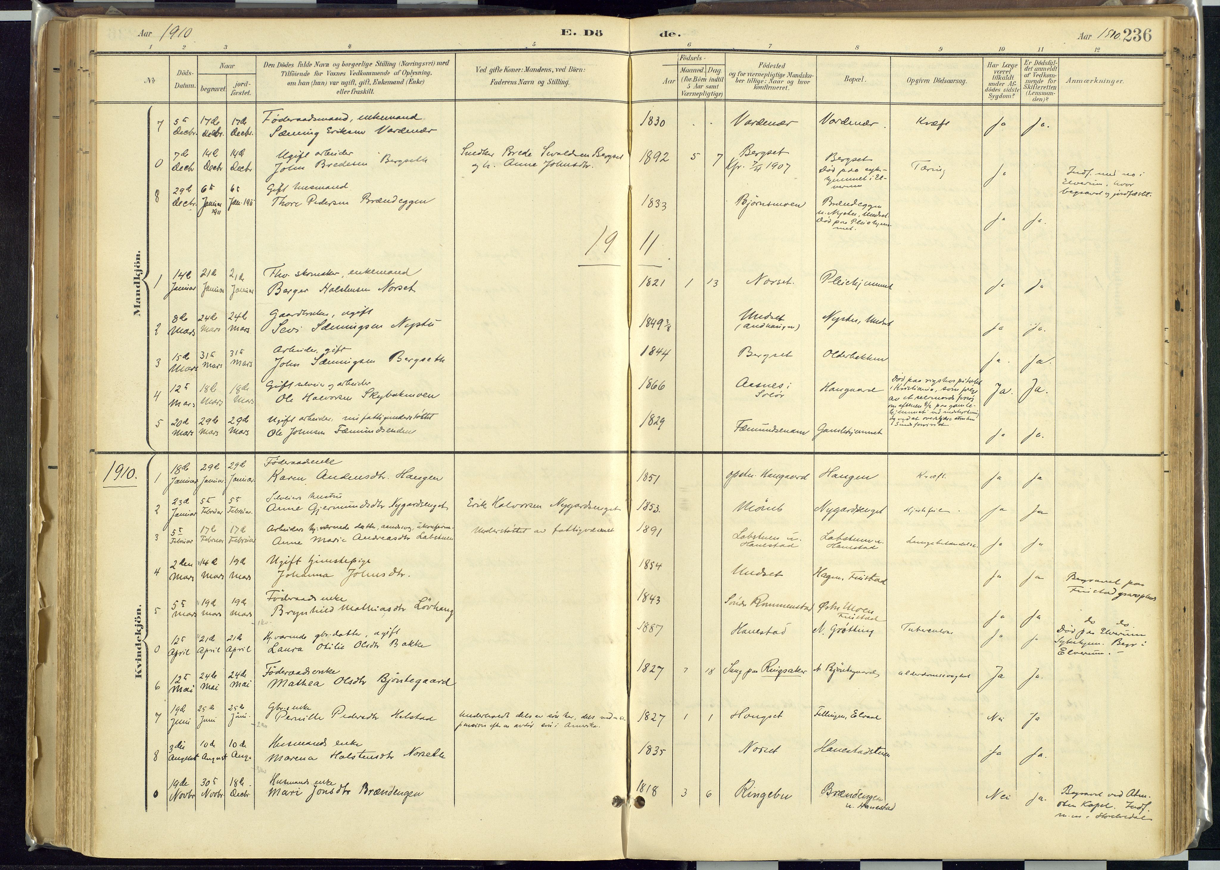 Rendalen prestekontor, AV/SAH-PREST-054/H/Ha/Haa/L0012: Parish register (official) no. 12, 1901-1928, p. 236