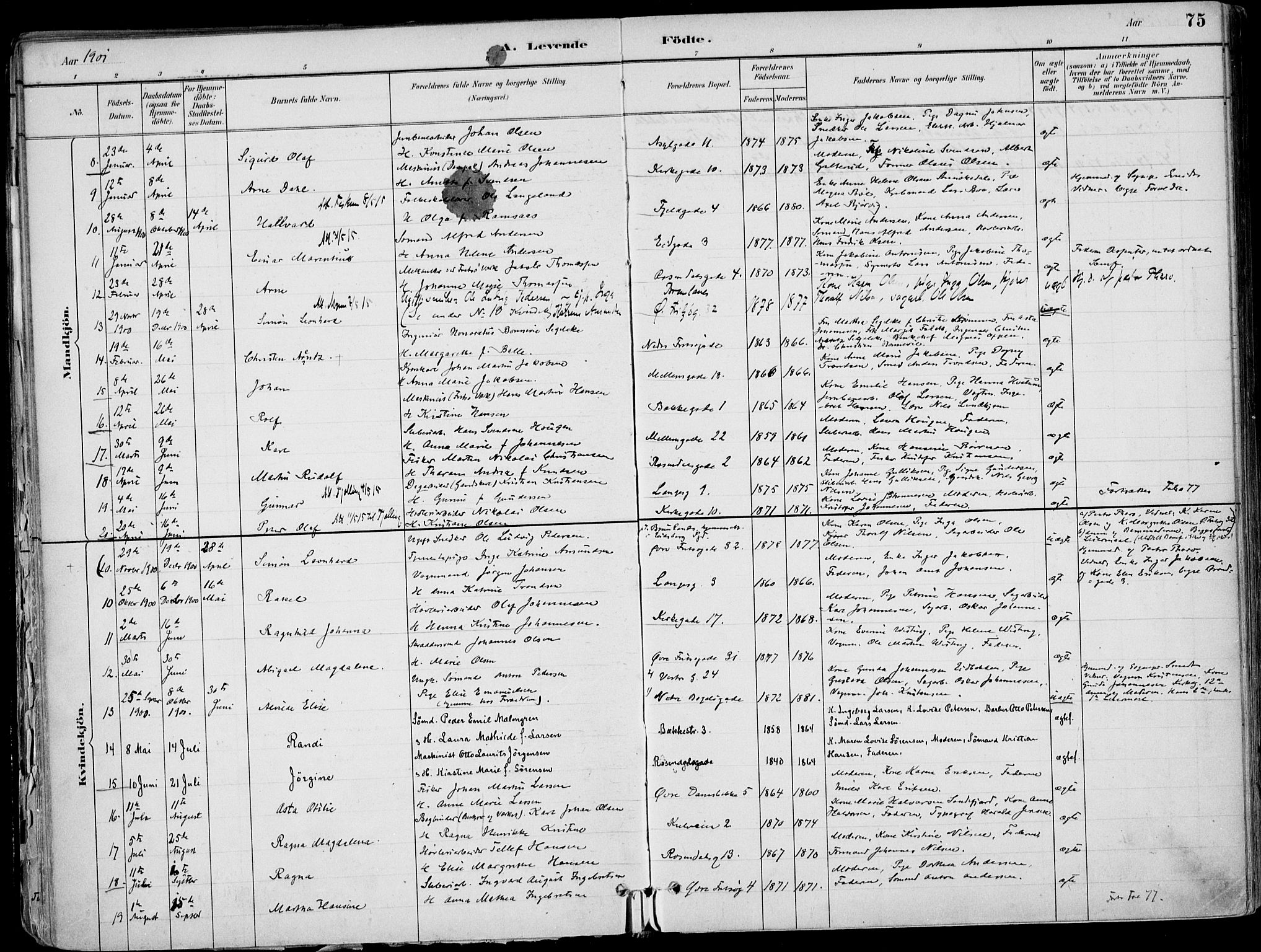 Larvik kirkebøker, AV/SAKO-A-352/F/Fb/L0004: Parish register (official) no. II 4, 1884-1902, p. 75