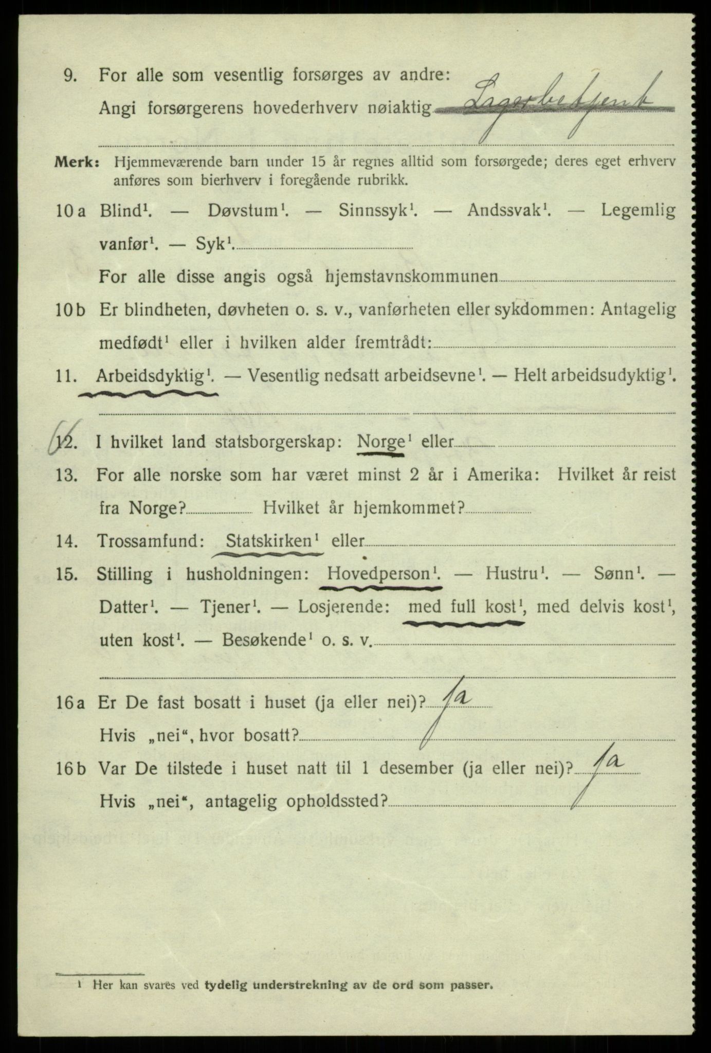 SAB, 1920 census for Bergen, 1920, p. 62122