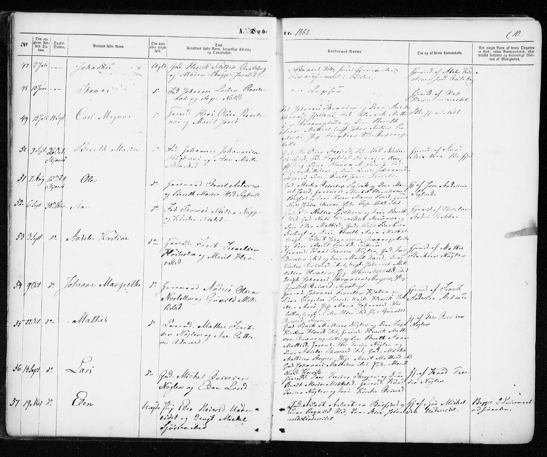 Skjervøy sokneprestkontor, SATØ/S-1300/H/Ha/Haa/L0011kirke: Parish register (official) no. 11, 1861-1877, p. 10